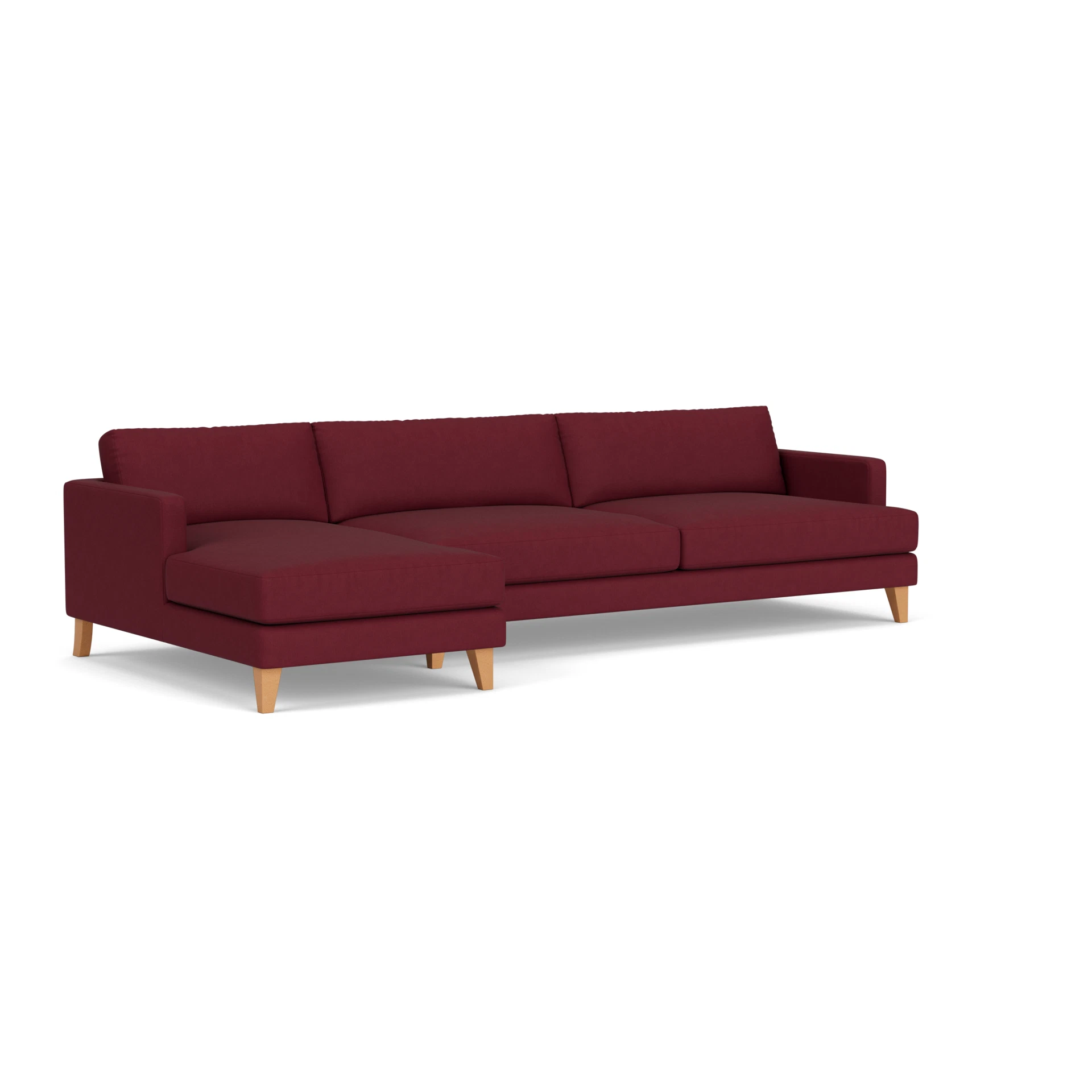 Jackson Chaise Extra Large Left Hand in House Linen Mix - Rosehip with Light legs