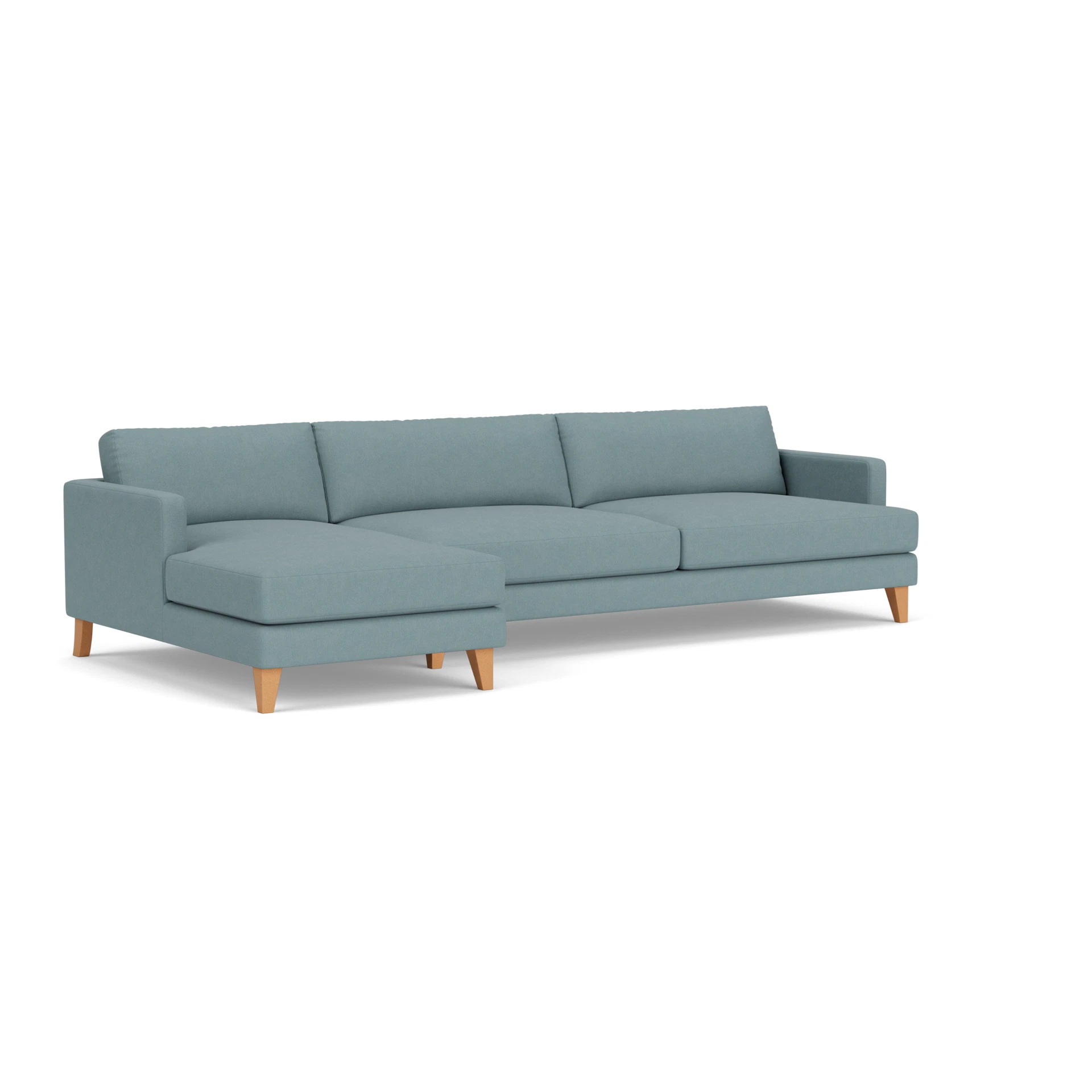 Jackson Chaise Extra Large Left Hand in House Linen Mix - Sky Blue with Light legs