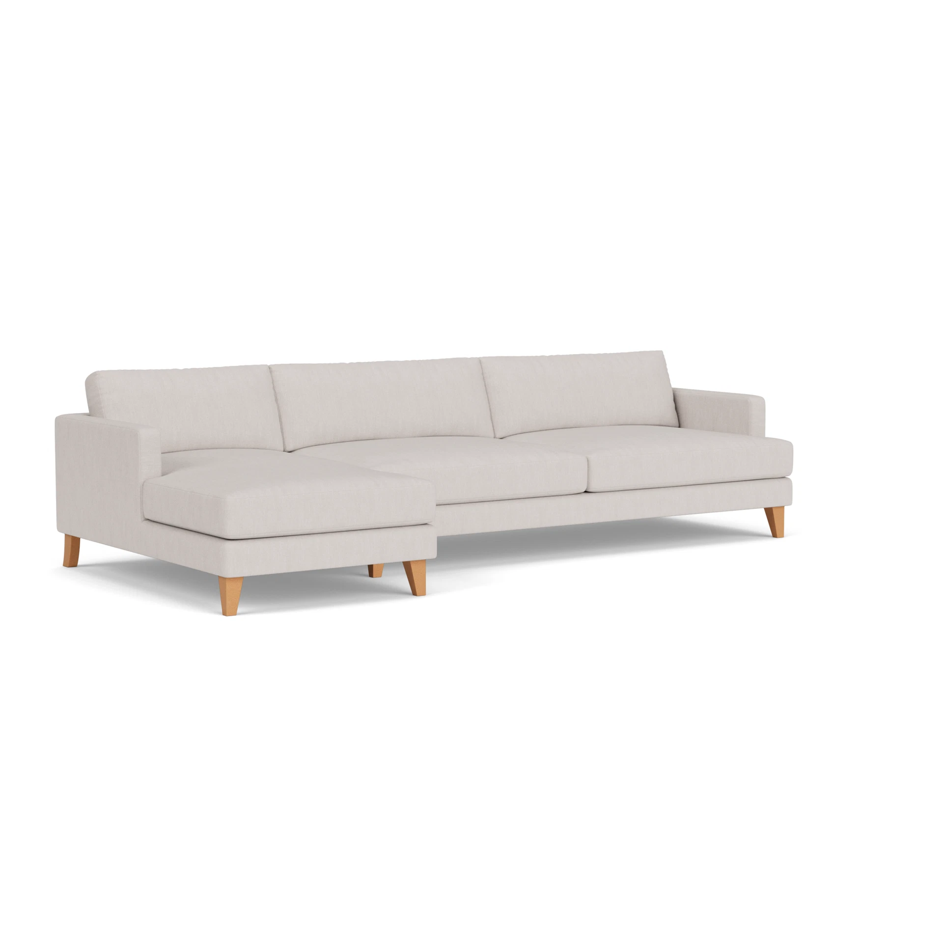 Jackson Chaise Extra Large Left Hand in Luxury Italian Linen - Soft White with Light legs