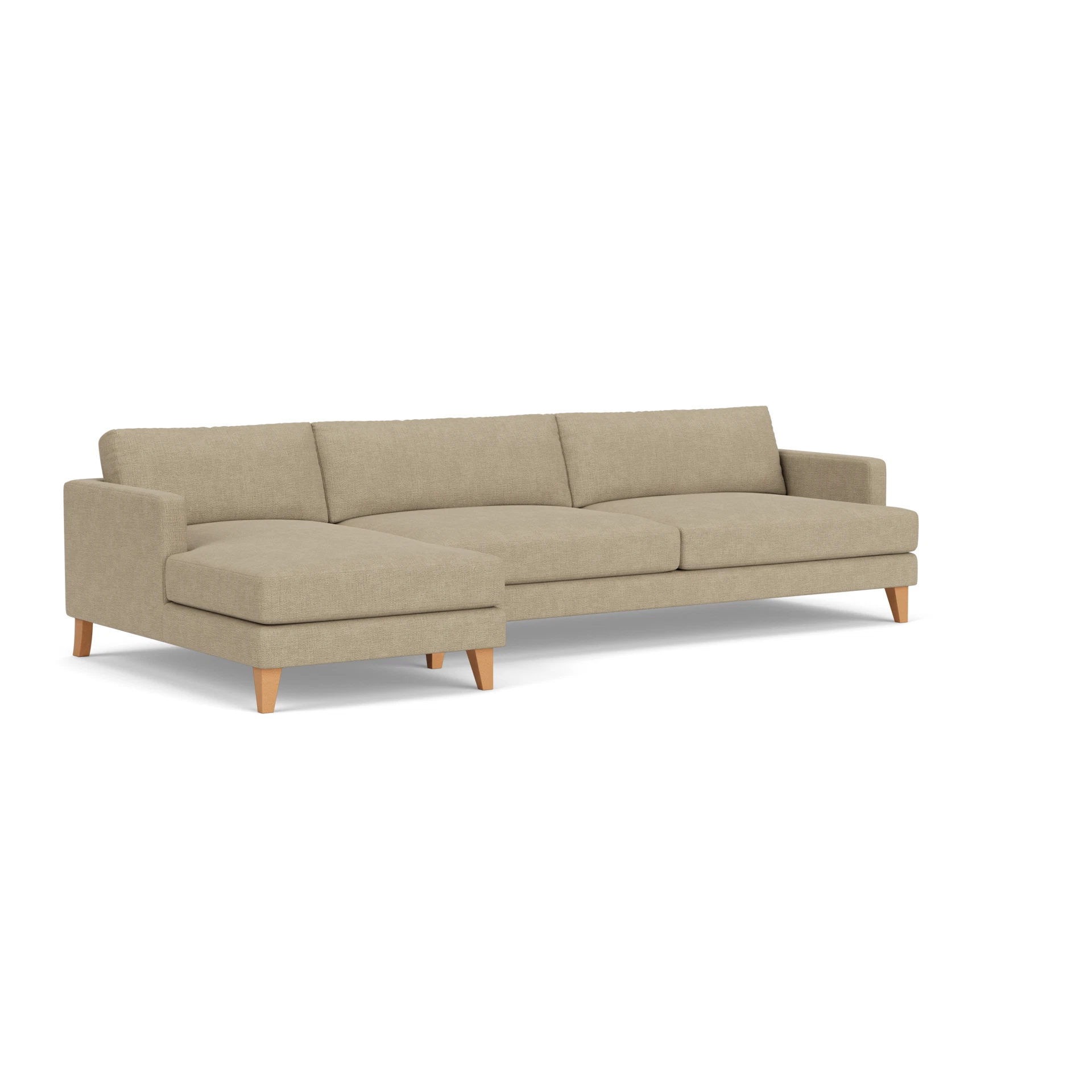 Jackson Chaise Extra Large Left Hand in Rustic Weave - Apple with Light legs