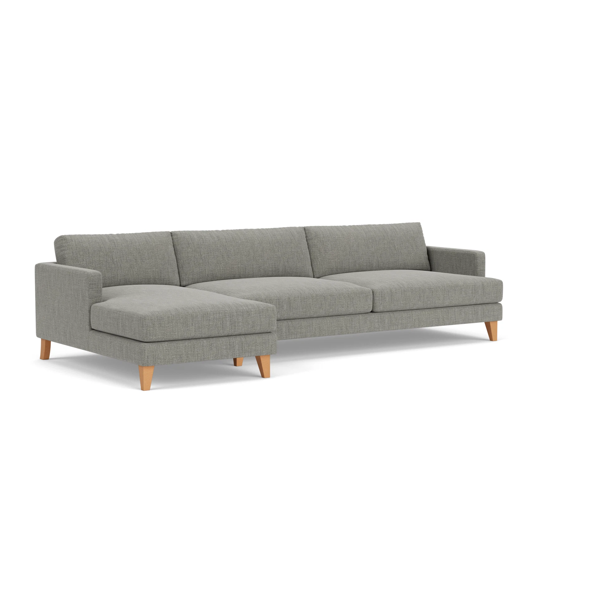 Jackson Chaise Extra Large Left Hand in Rustic Weave - Grey Marl with Light legs