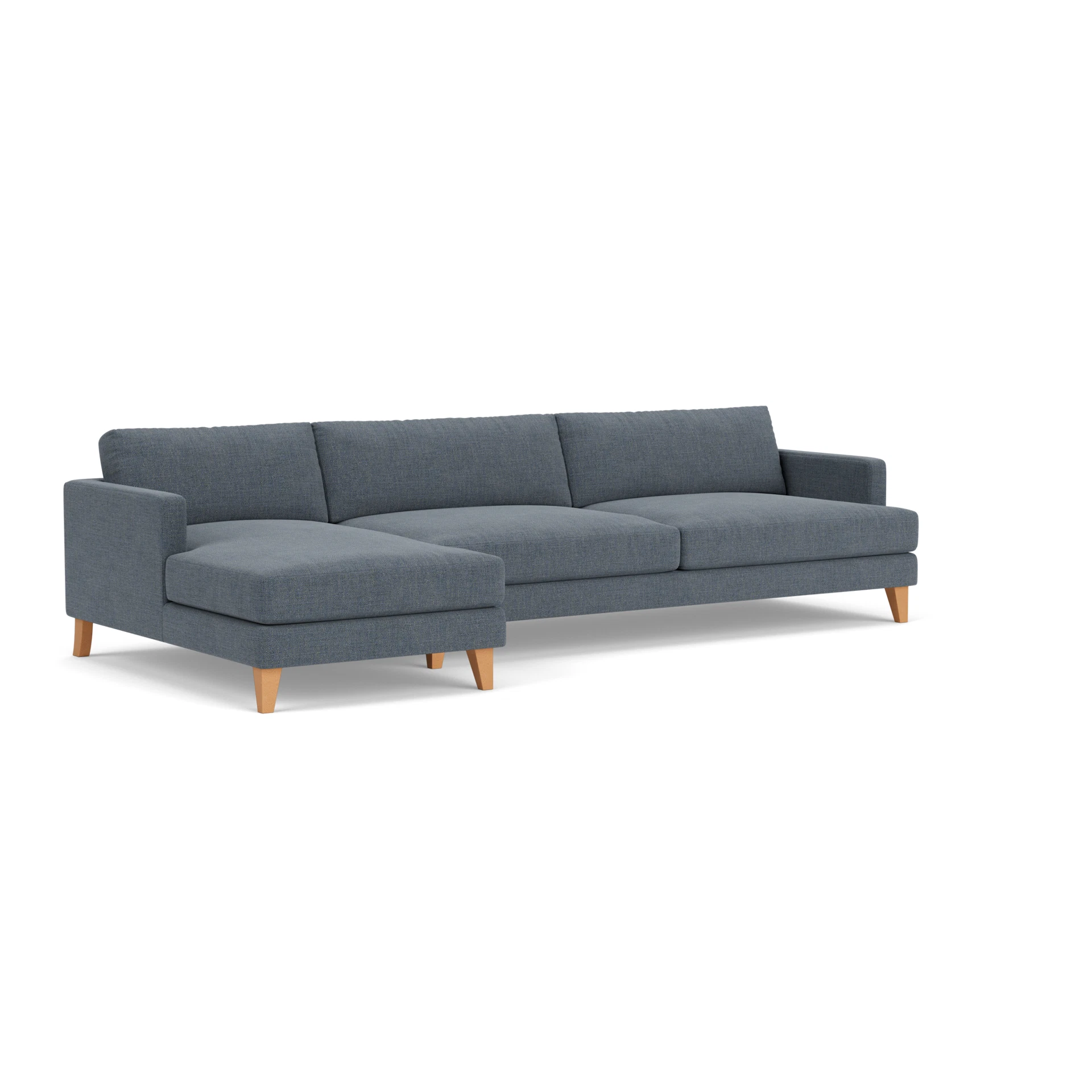 Jackson Chaise Extra Large Left Hand in Rustic Weave - Indigo with Light legs
