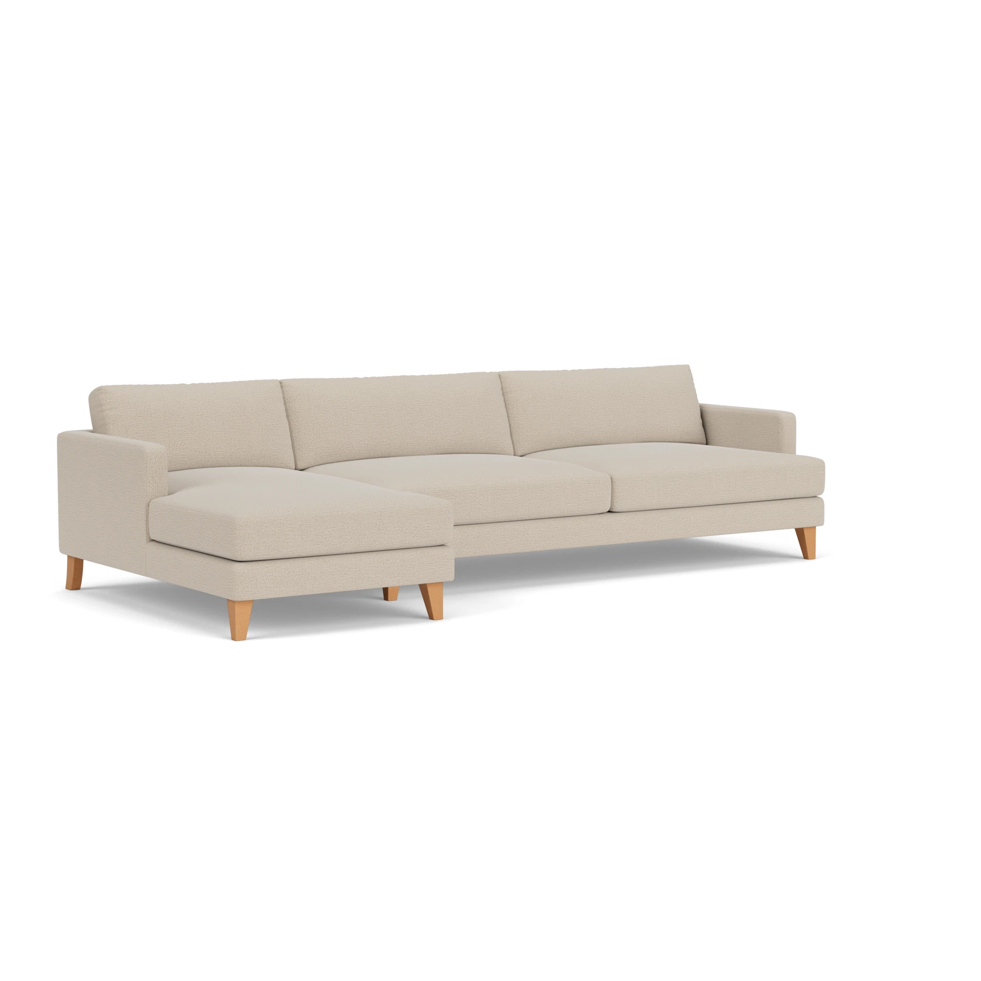 Jackson Chaise Extra Large Left Hand in Rustic Weave - Natural with Light legs