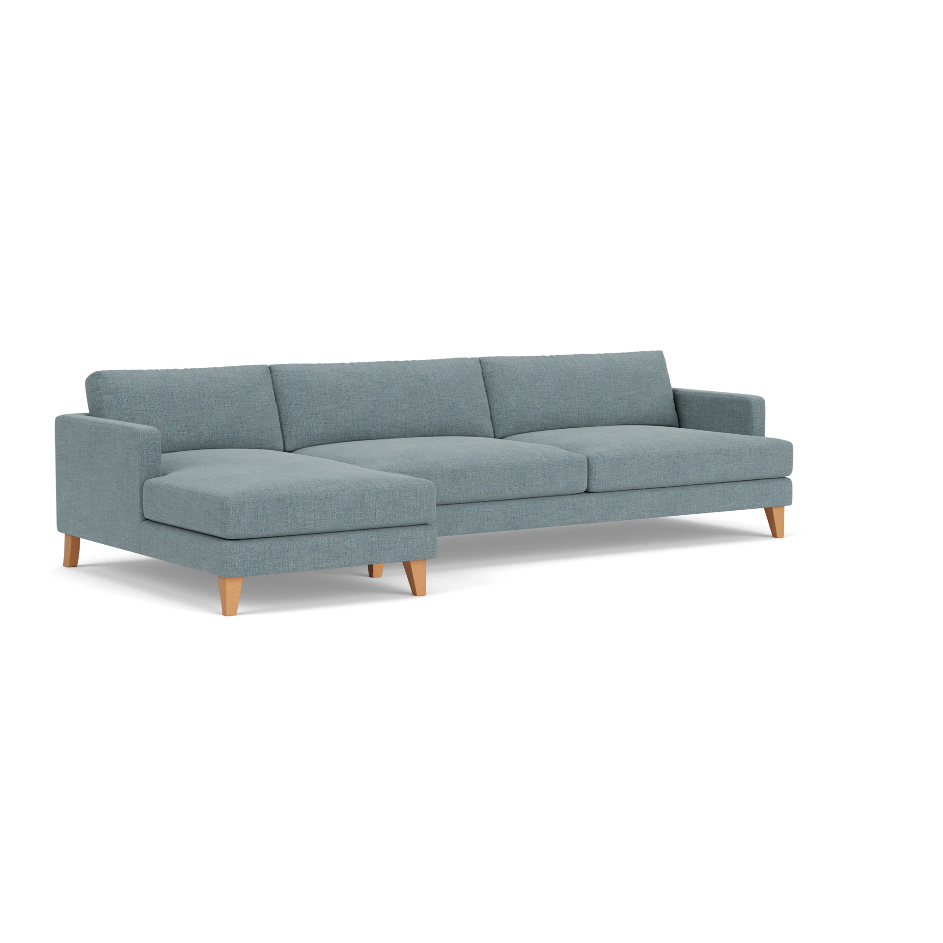 Jackson Chaise Extra Large Left Hand in Rustic Weave - Teal Marl with Light legs