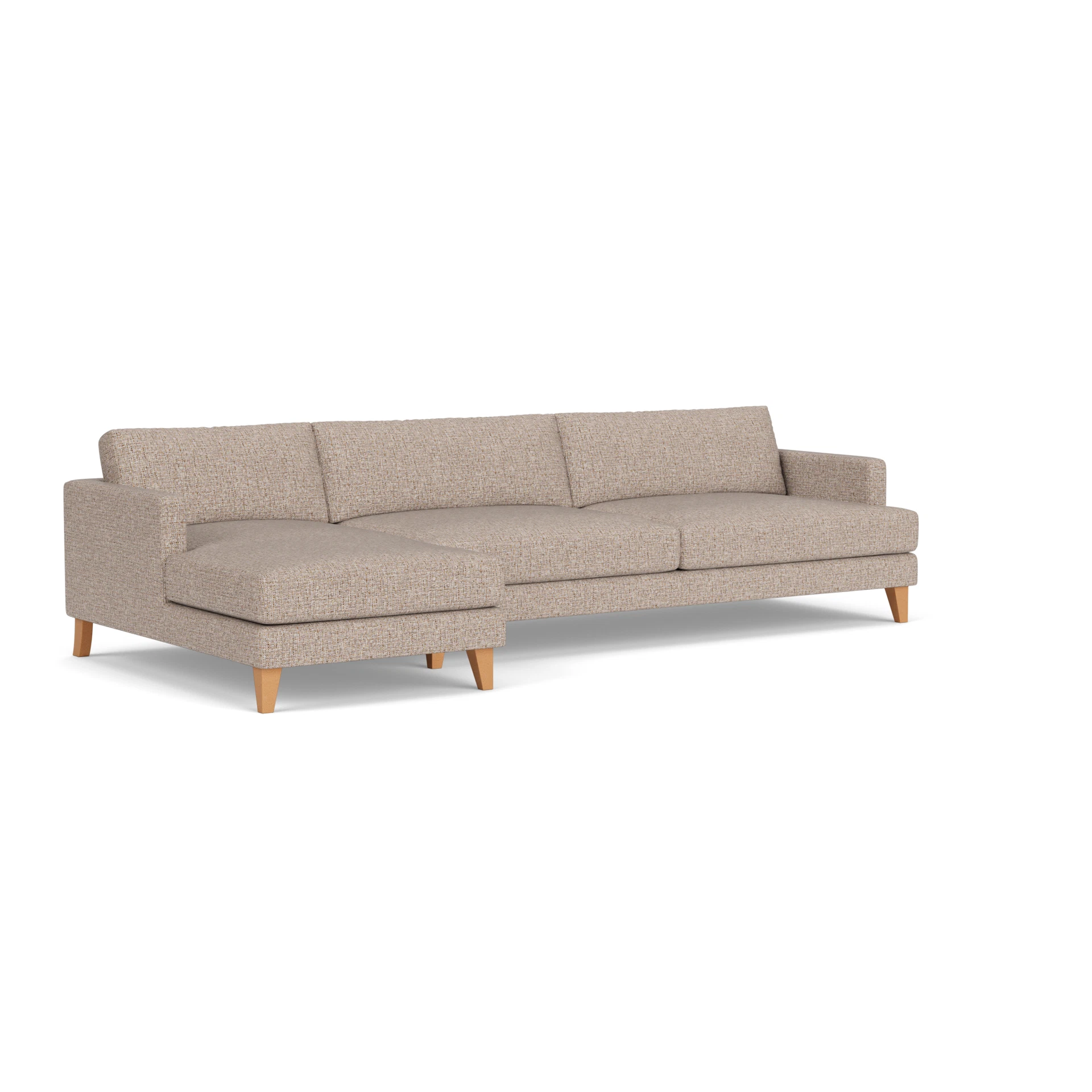 Jackson Chaise Extra Large Left Hand in Textured Weave - Natural Mix with Light legs