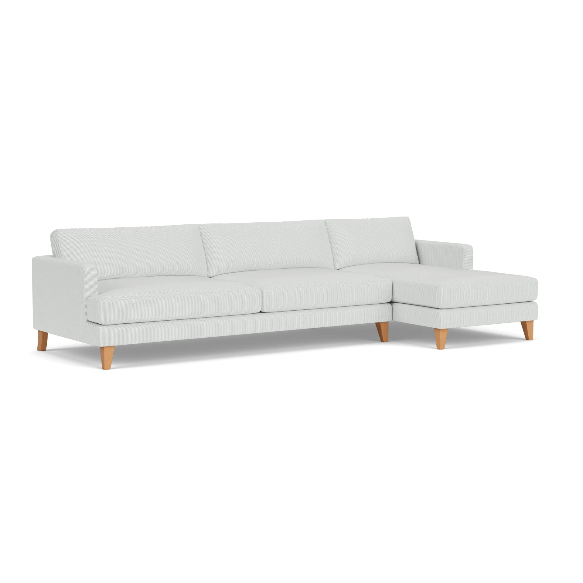 Jackson Chaise Extra Large Right Hand in Broadway Stripe - Duck Egg with Light legs