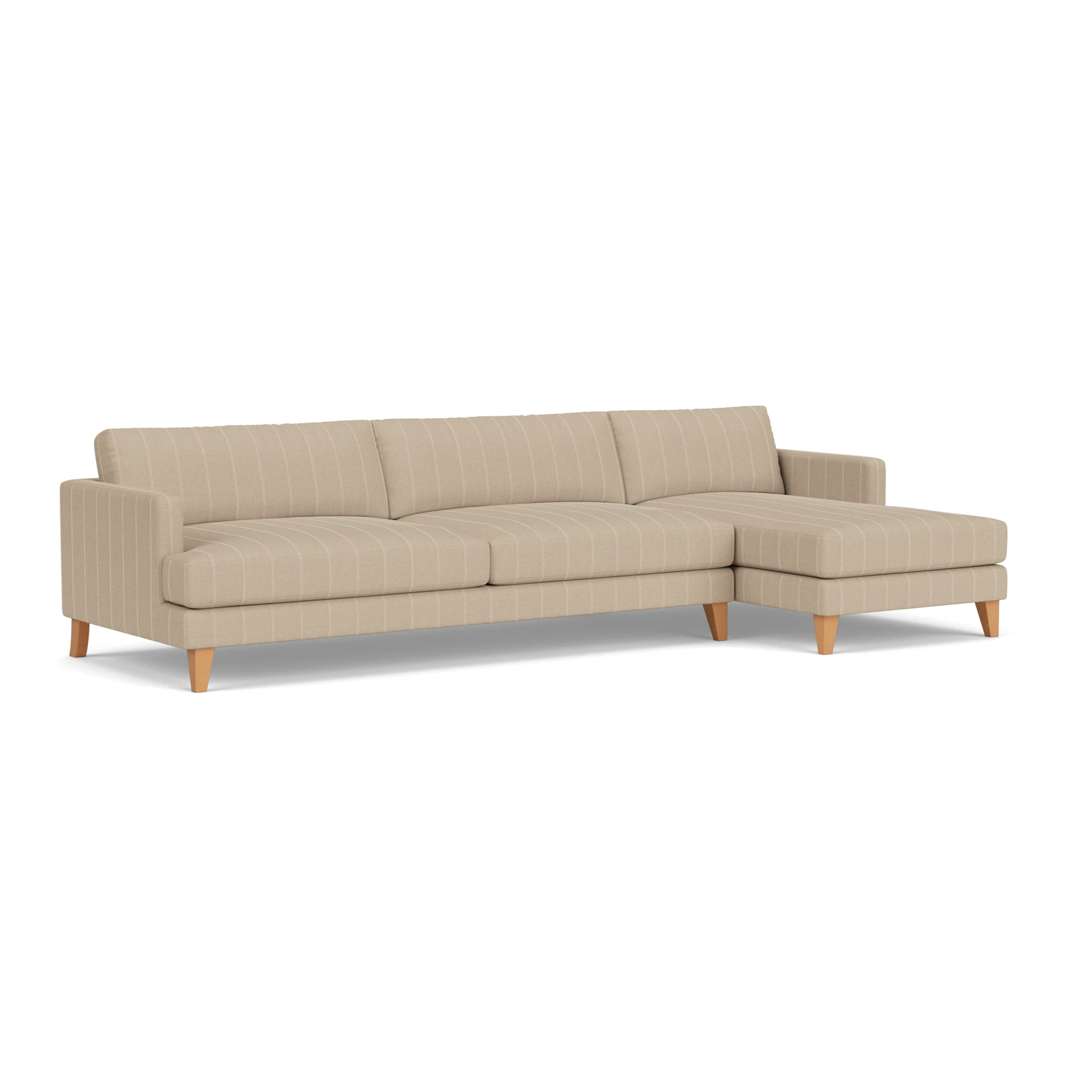Jackson Chaise Extra Large Right Hand in Compton Stripe - Natural with Light legs