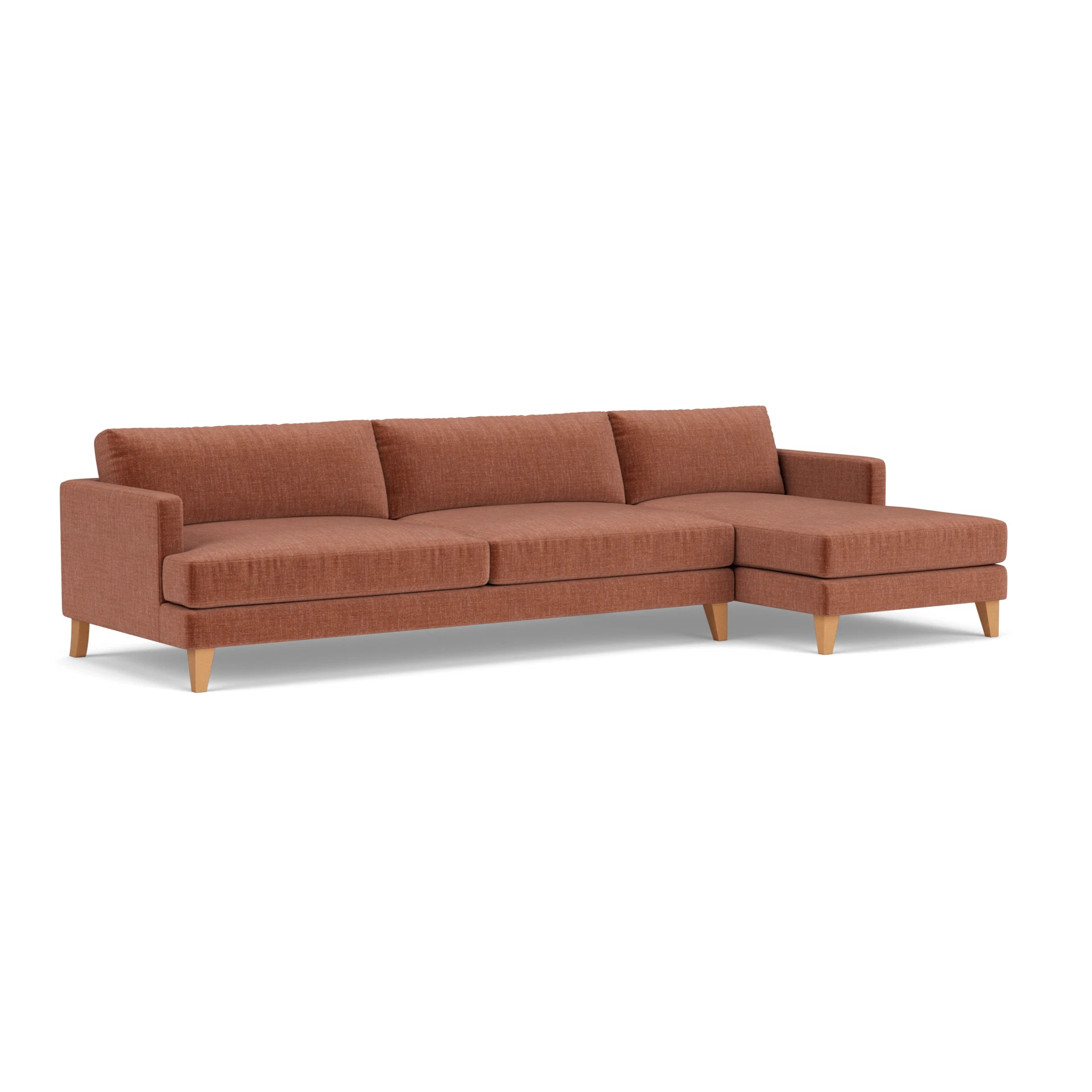 Jackson Chaise Extra Large Right Hand in Eco Chenille - Cinnamon with Light legs