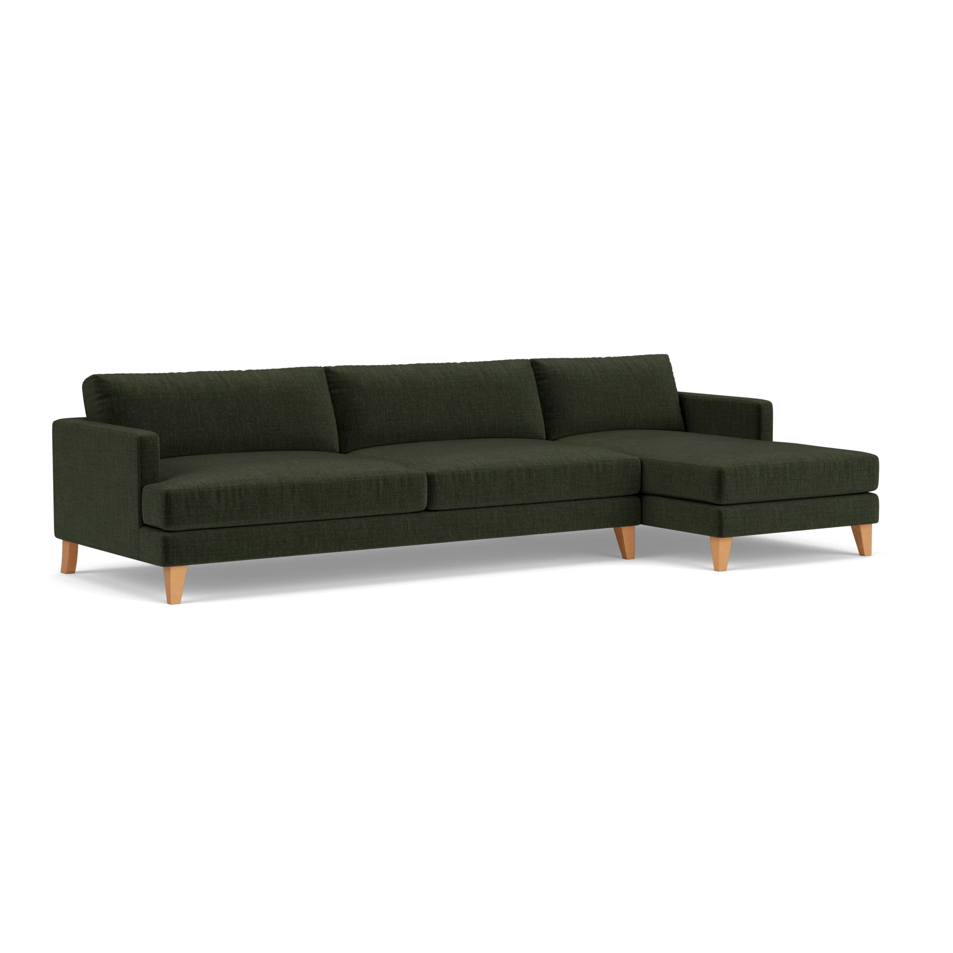 Jackson Chaise Extra Large Right Hand in Eco Chenille - Moss with Light legs