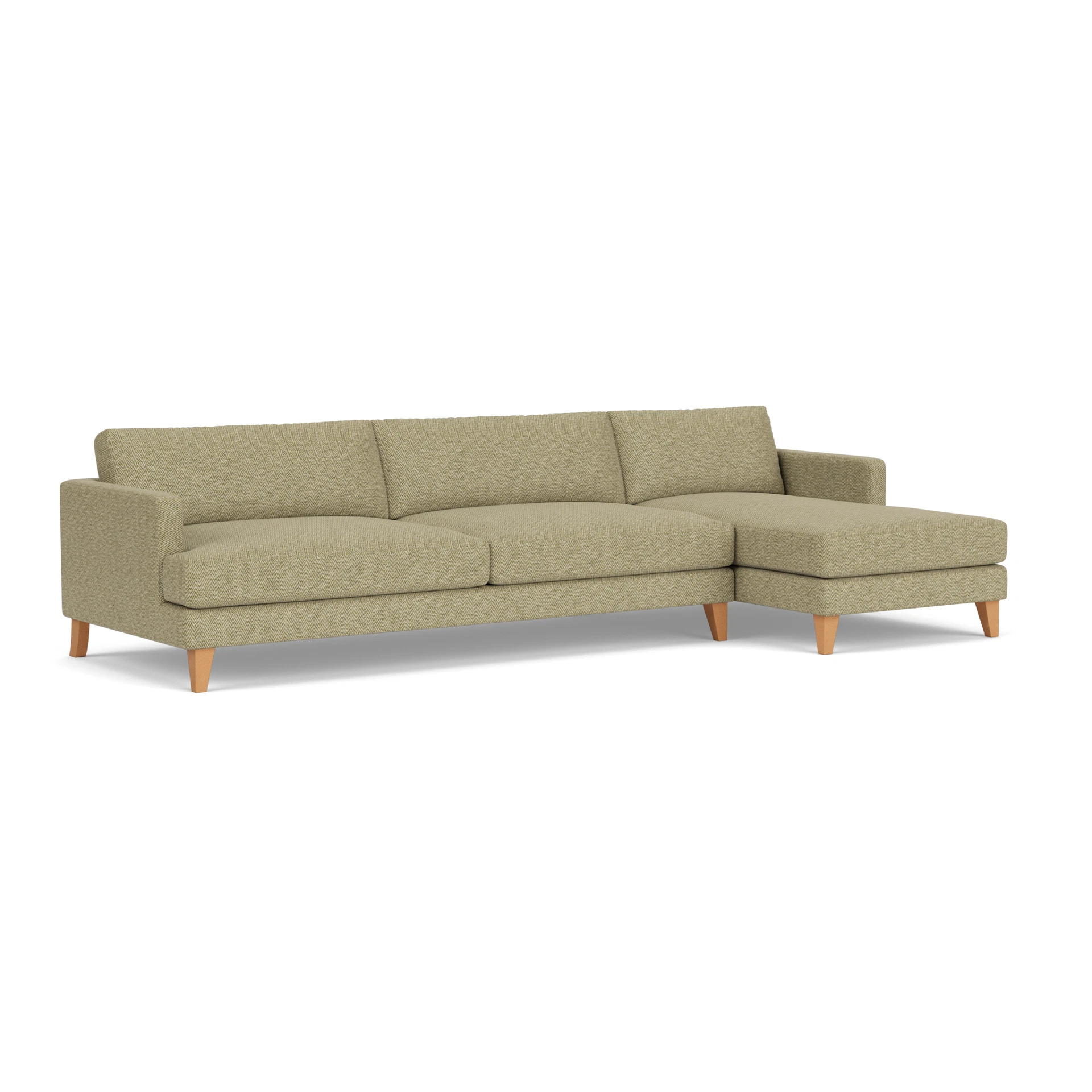 Jackson Chaise Extra Large Right Hand in Herringbone Weave - Apple with Light legs