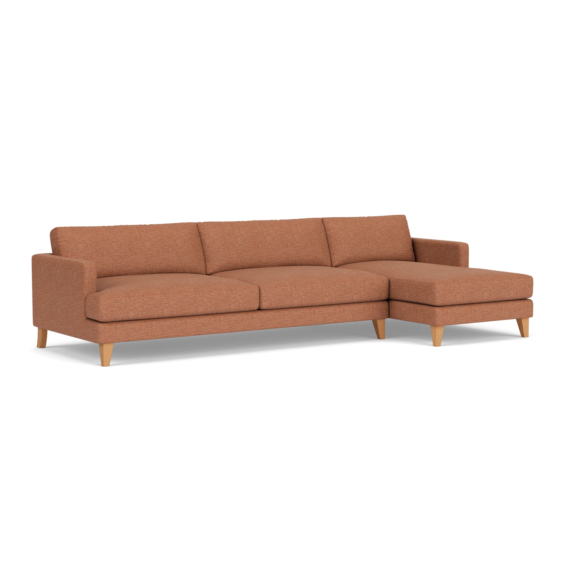 Jackson Chaise Extra Large Right Hand in Herringbone Weave - Brick with Light legs