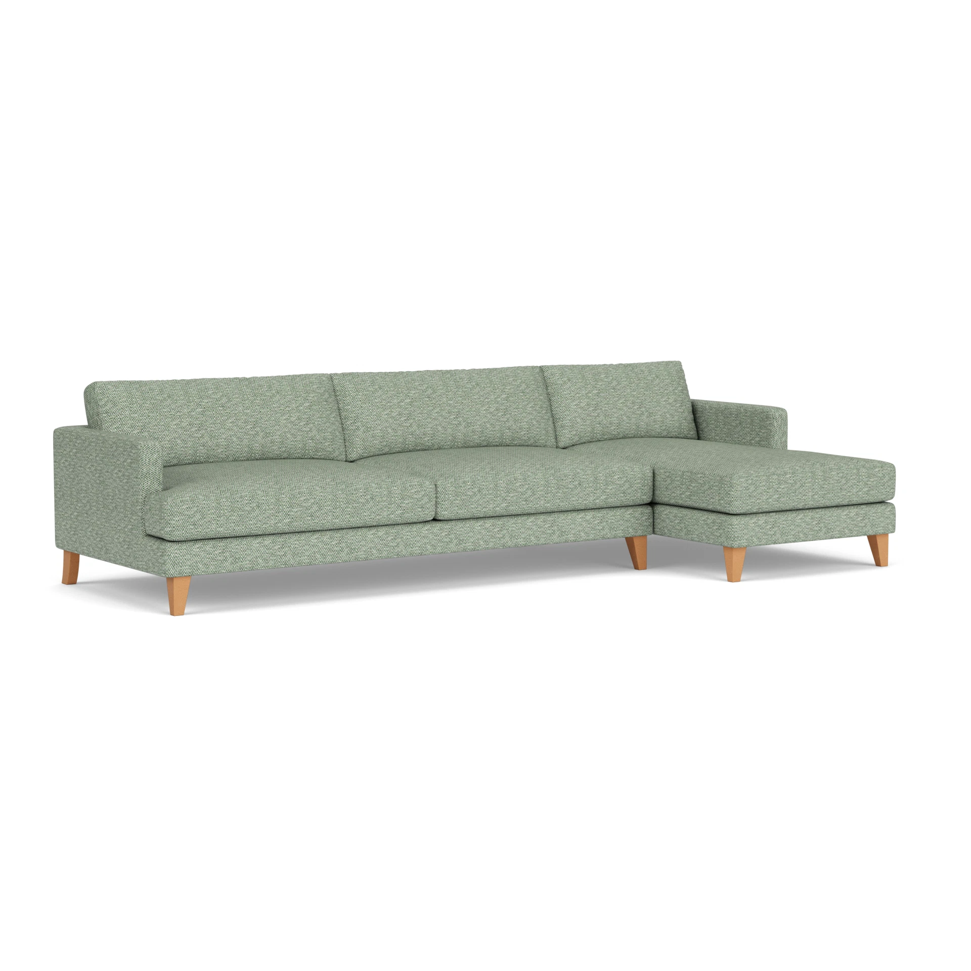 Jackson Chaise Extra Large Right Hand in Herringbone Weave - Lake with Light legs