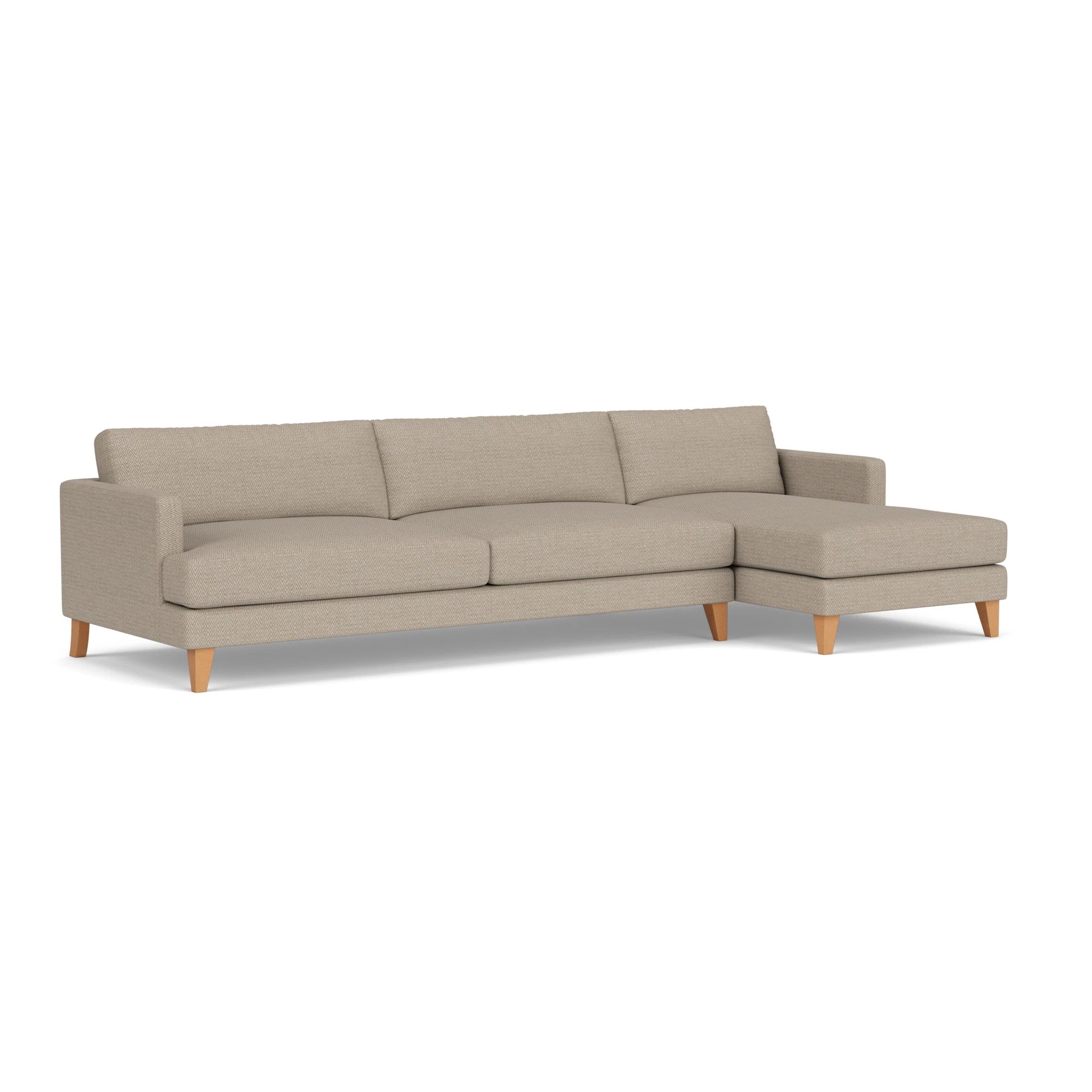 Jackson Chaise Extra Large Right Hand in Herringbone Weave - Natural with Light legs