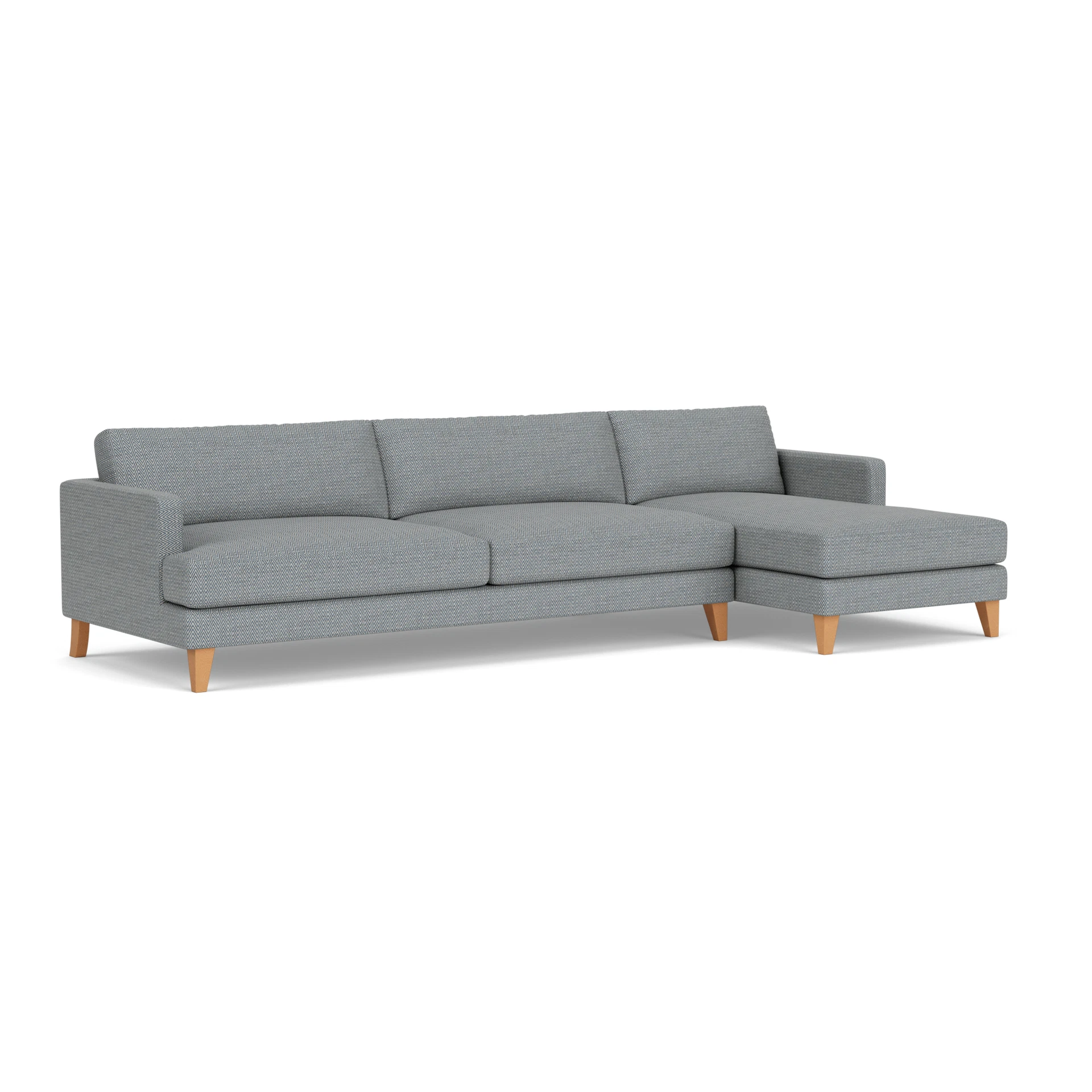 Jackson Chaise Extra Large Right Hand in Herringbone Weave - Navy with Light legs
