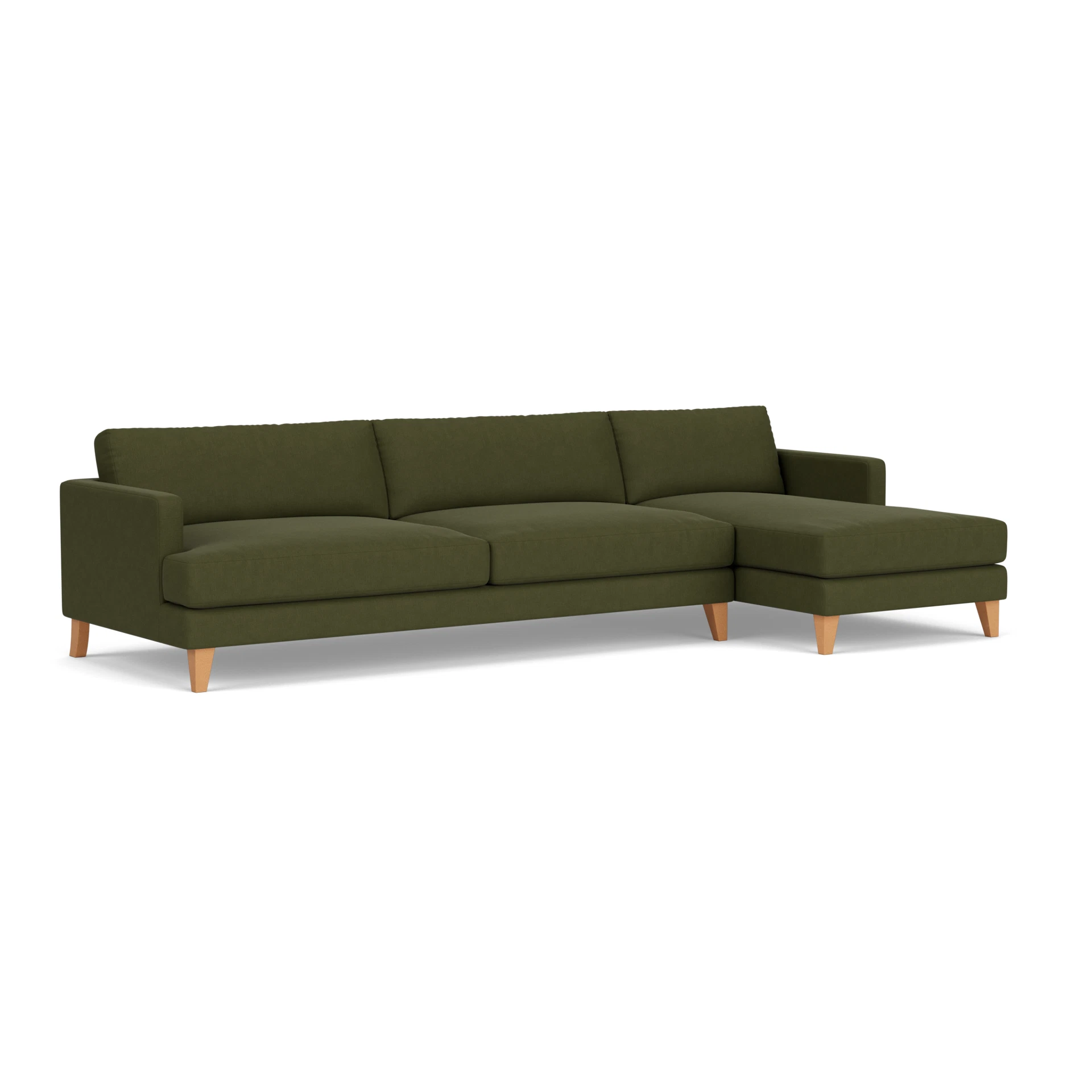 Jackson Chaise Extra Large Right Hand in House Linen Mix - Forest Green with Light legs