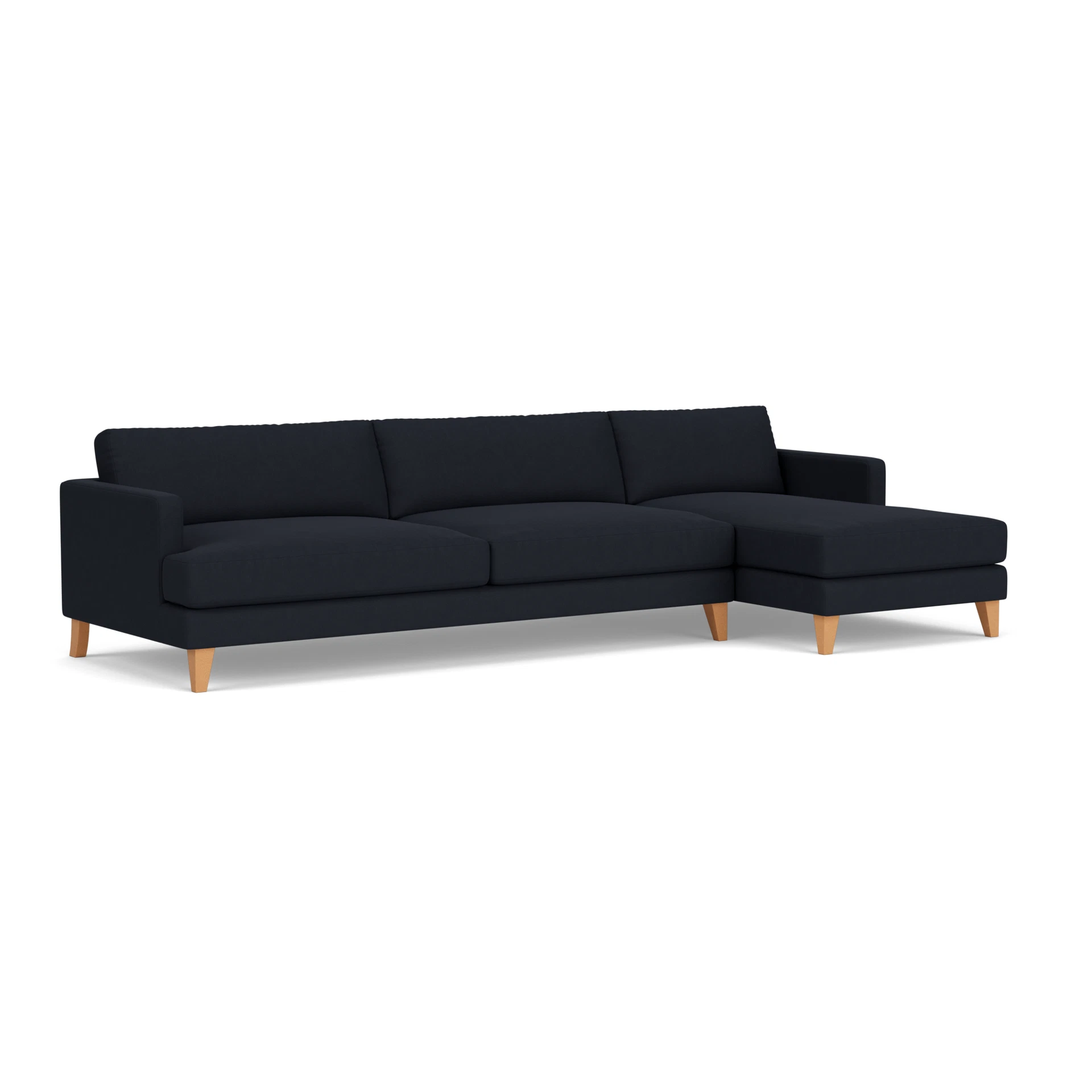 Jackson Chaise Extra Large Right Hand in House Linen Mix - Ink with Light legs