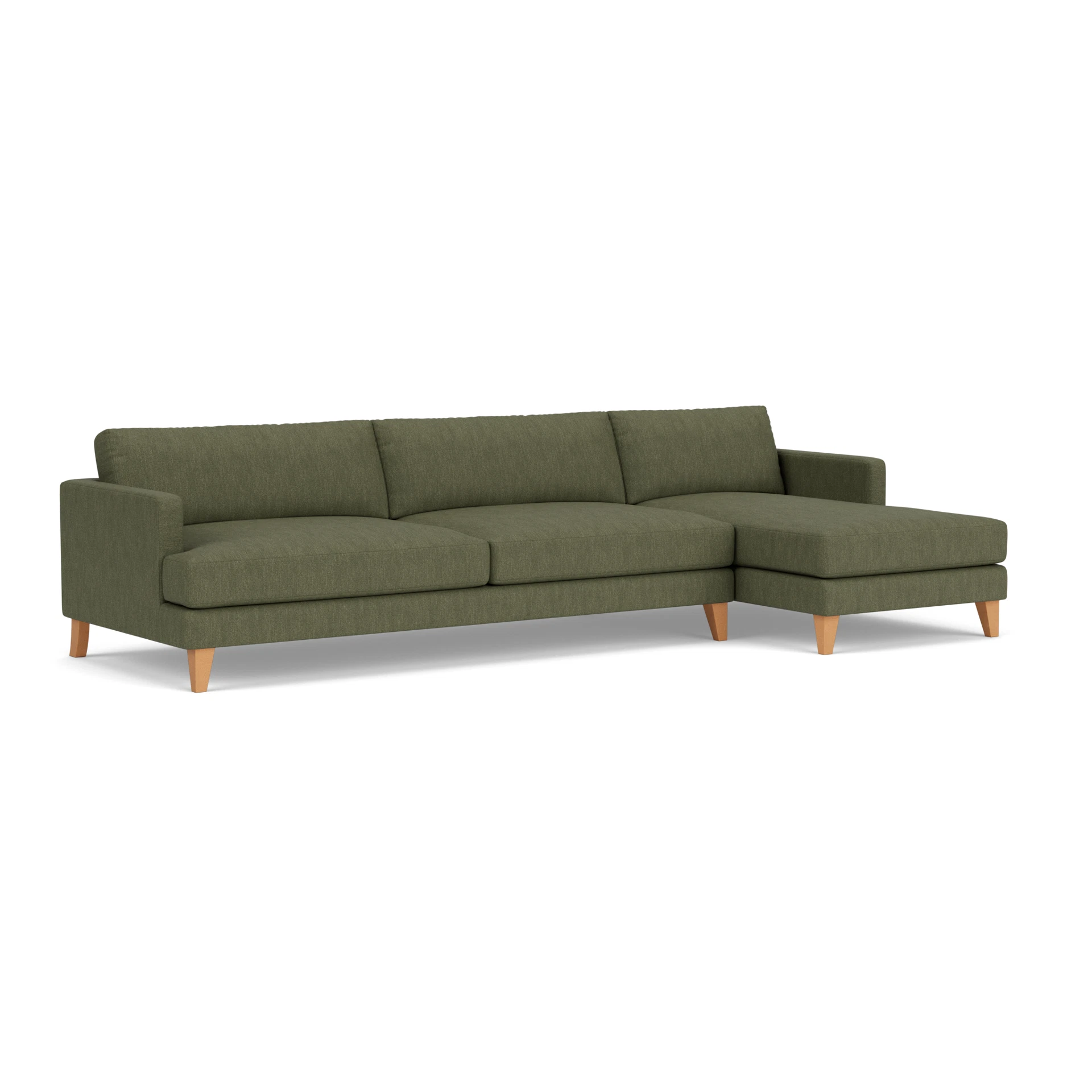 Jackson Chaise Extra Large Right Hand in Luxury Italian Linen - Fern with Light legs