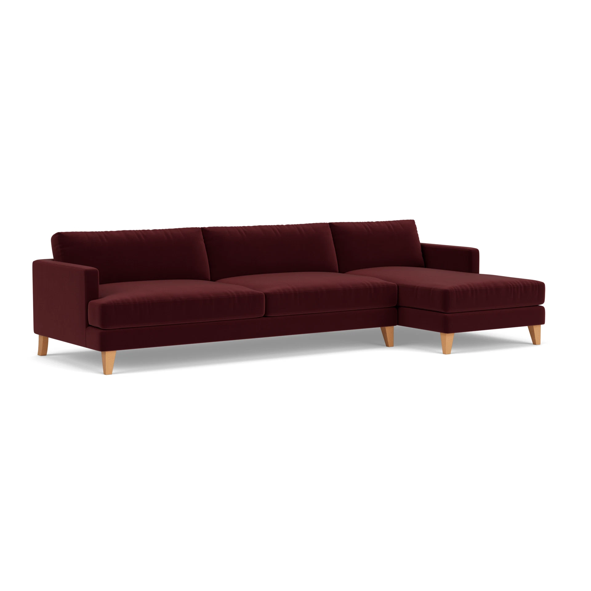 Jackson Chaise Extra Large Right Hand in Matt Velvet - Dark Rosehip with Light legs