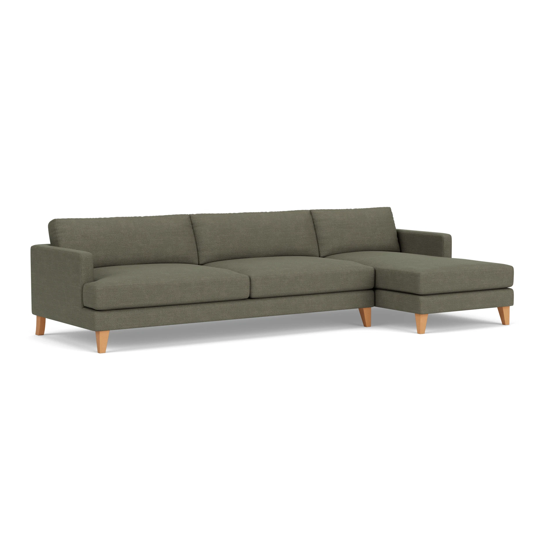 Jackson Chaise Extra Large Right Hand in Rustic Weave - Deep Forest with Light legs