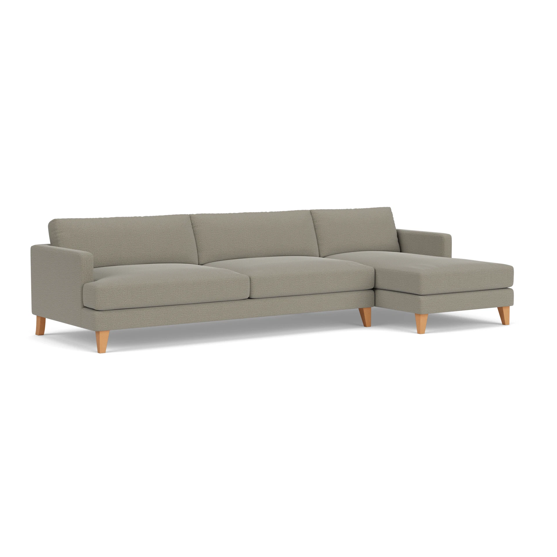 Jackson Chaise Extra Large Right Hand in Rustic Weave - Flax with Light legs