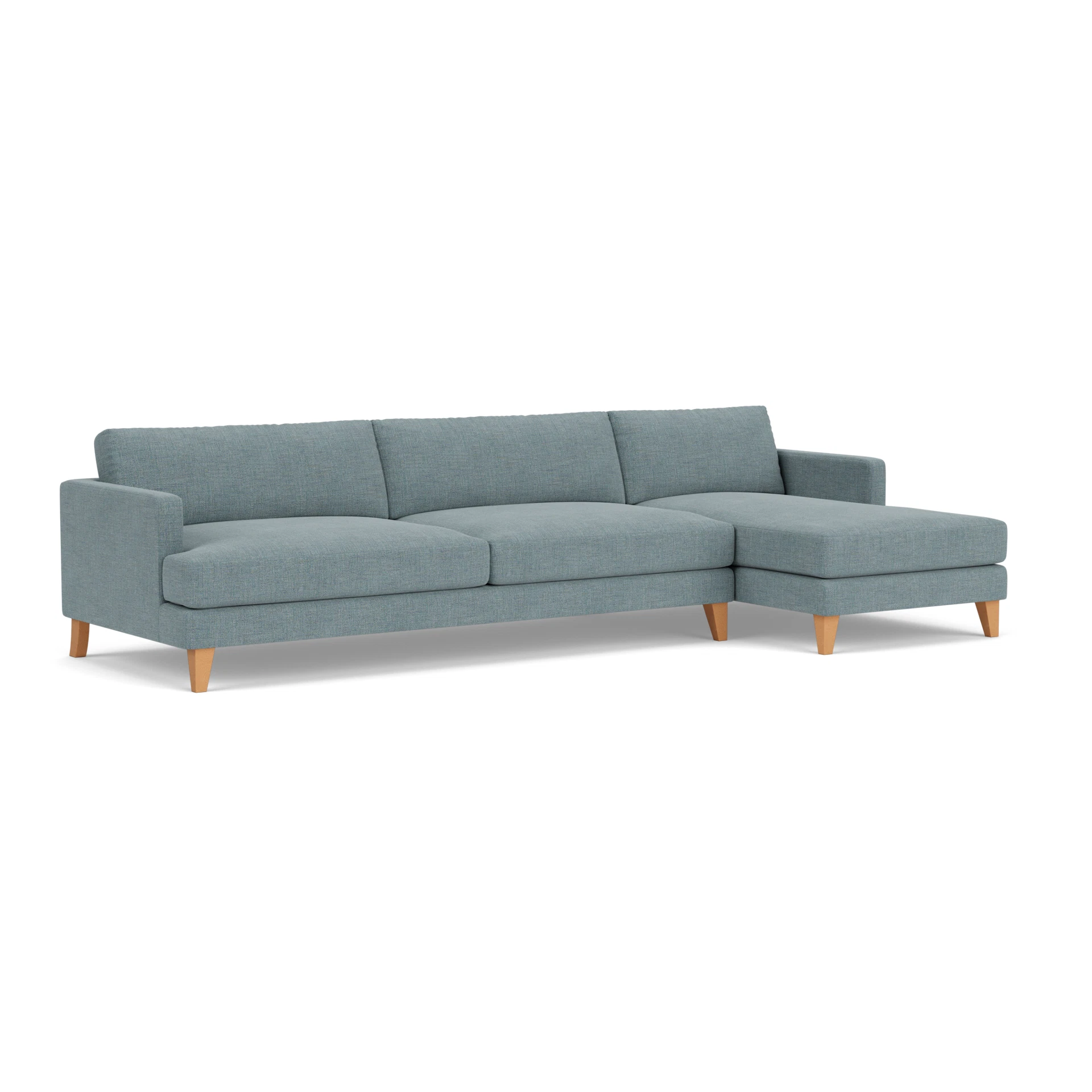Jackson Chaise Extra Large Right Hand in Rustic Weave - Teal Marl with Light legs