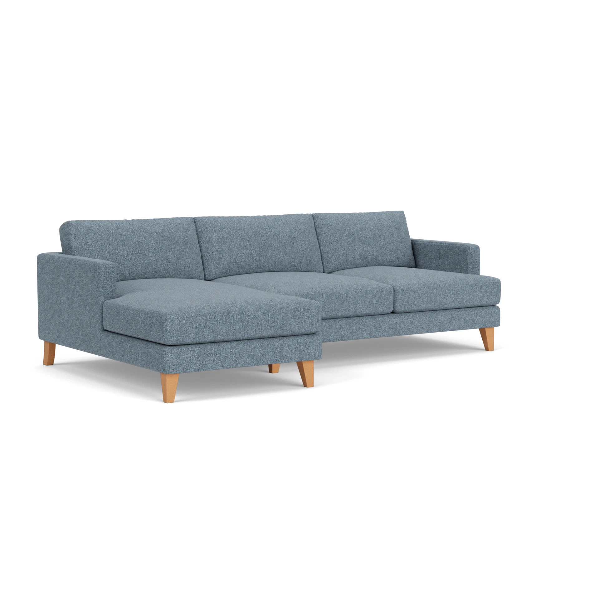 Jackson Chaise Large Left Hand in Aquaclean Oxford - Mid Blue with Light legs