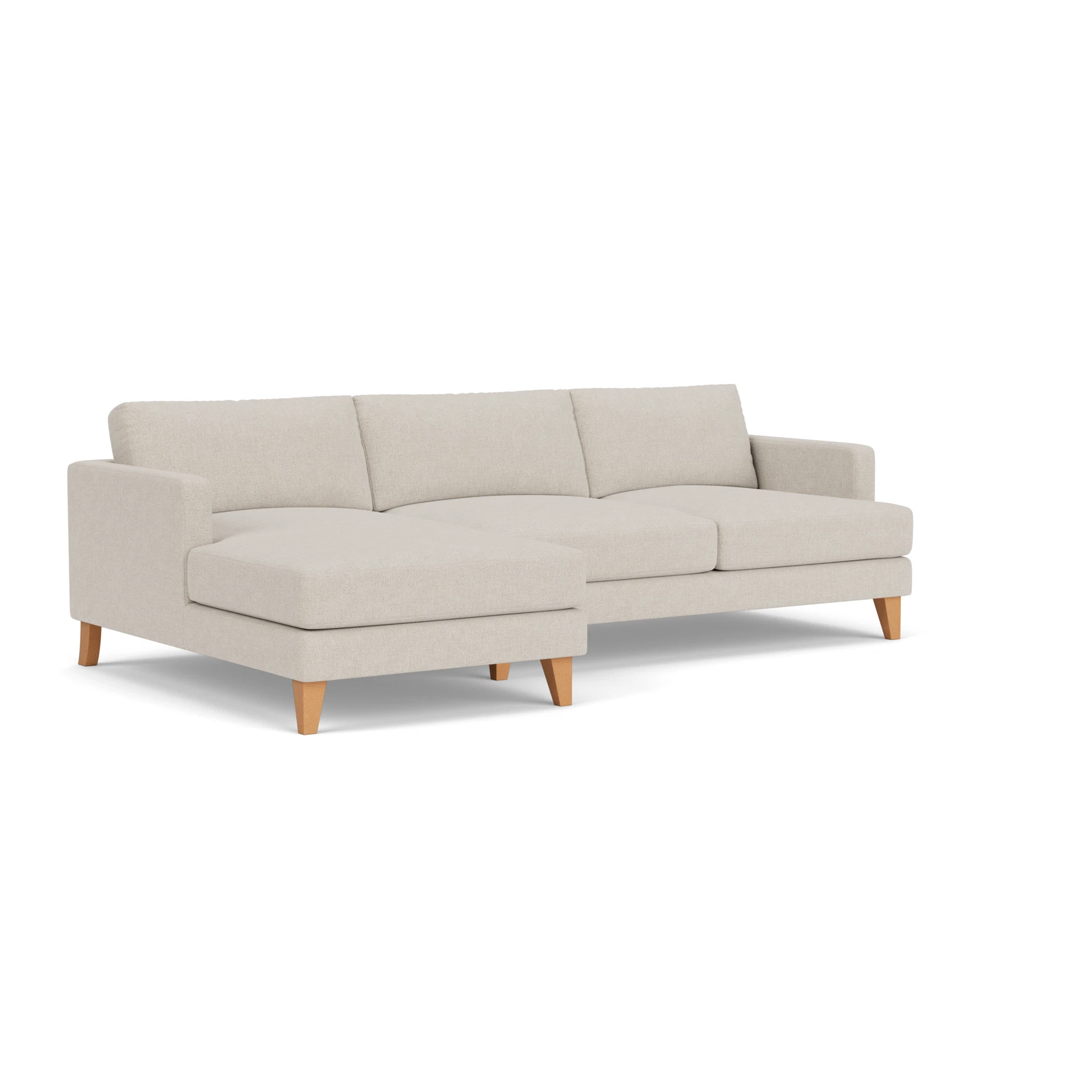 Jackson Chaise Large Left Hand in Aquaclean Oxford - Natural with Light legs