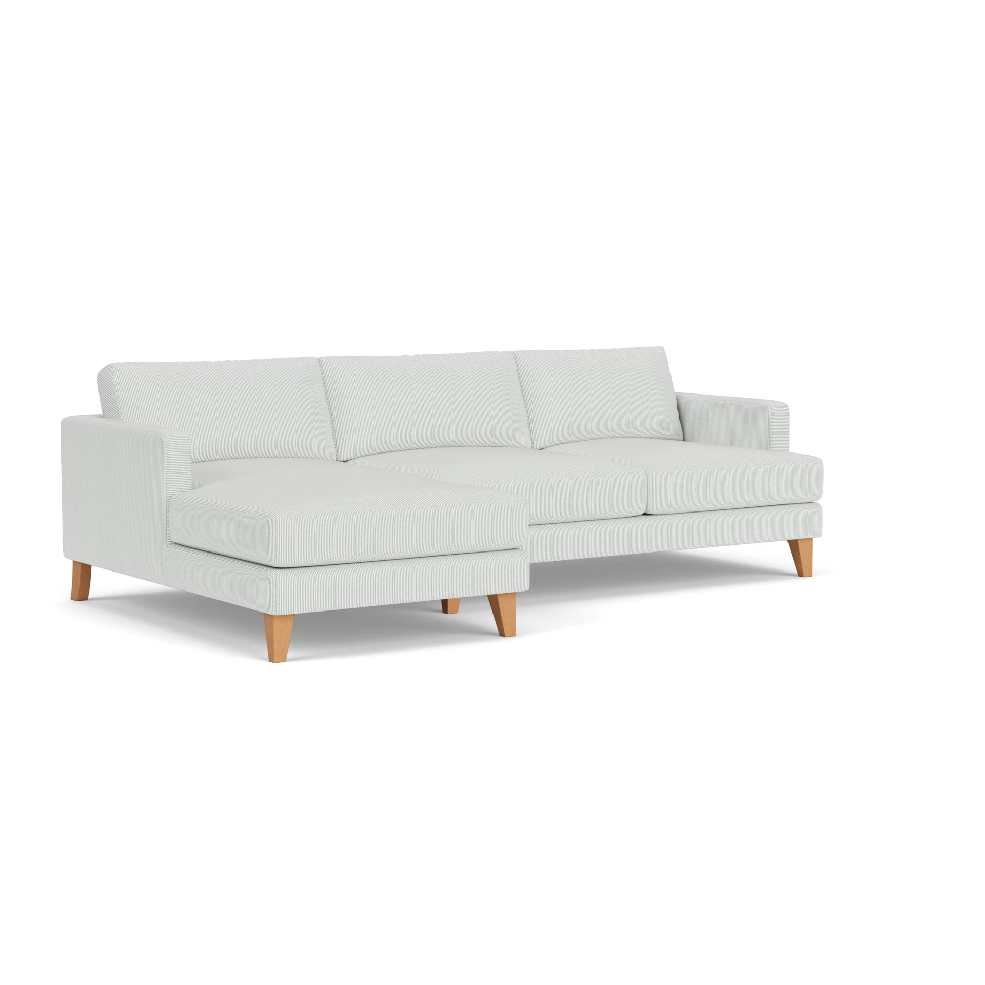 Jackson Chaise Large Left Hand in Broadway Stripe - Duck Egg with Light legs
