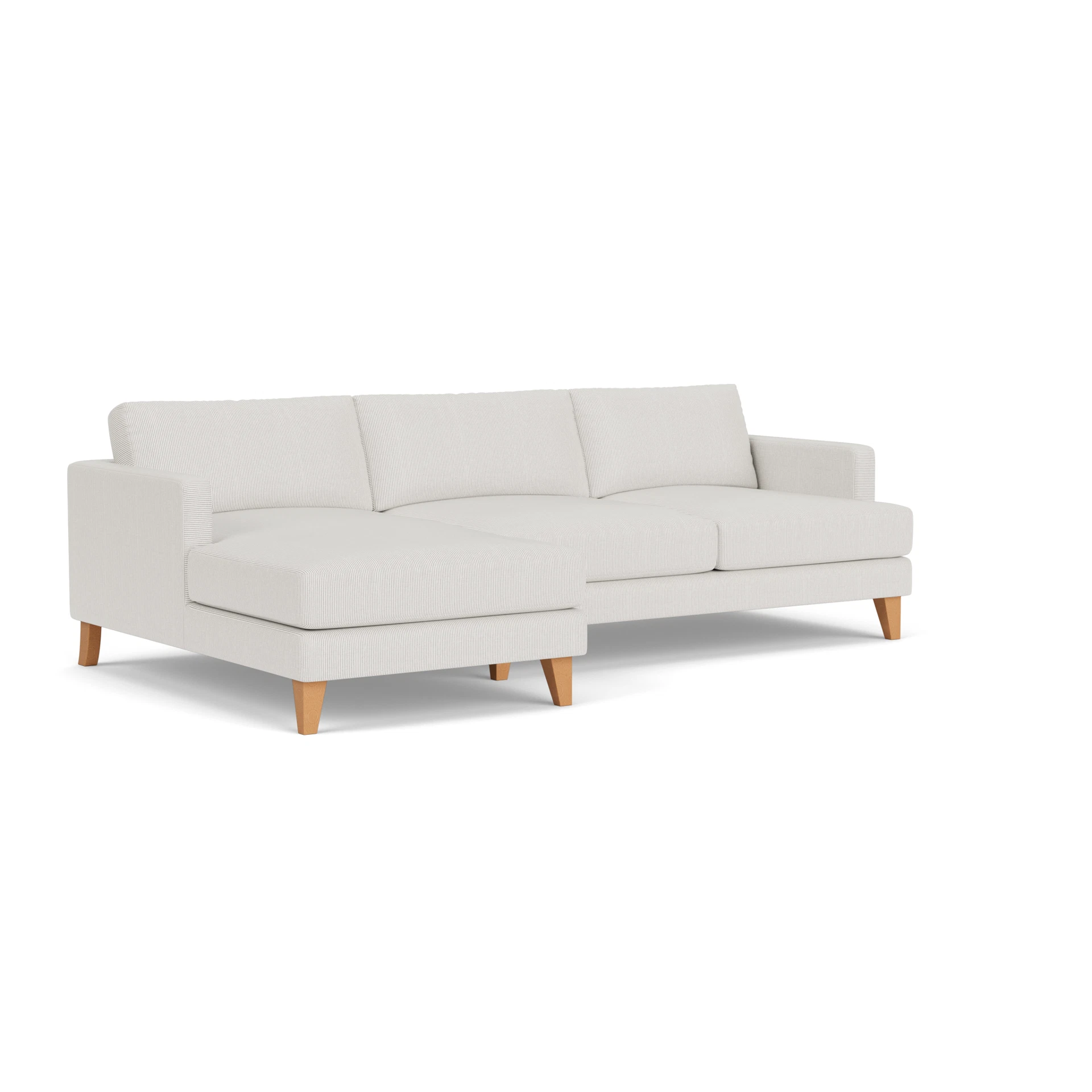 Jackson Chaise Large Left Hand in Broadway Stripe - Grey with Light legs