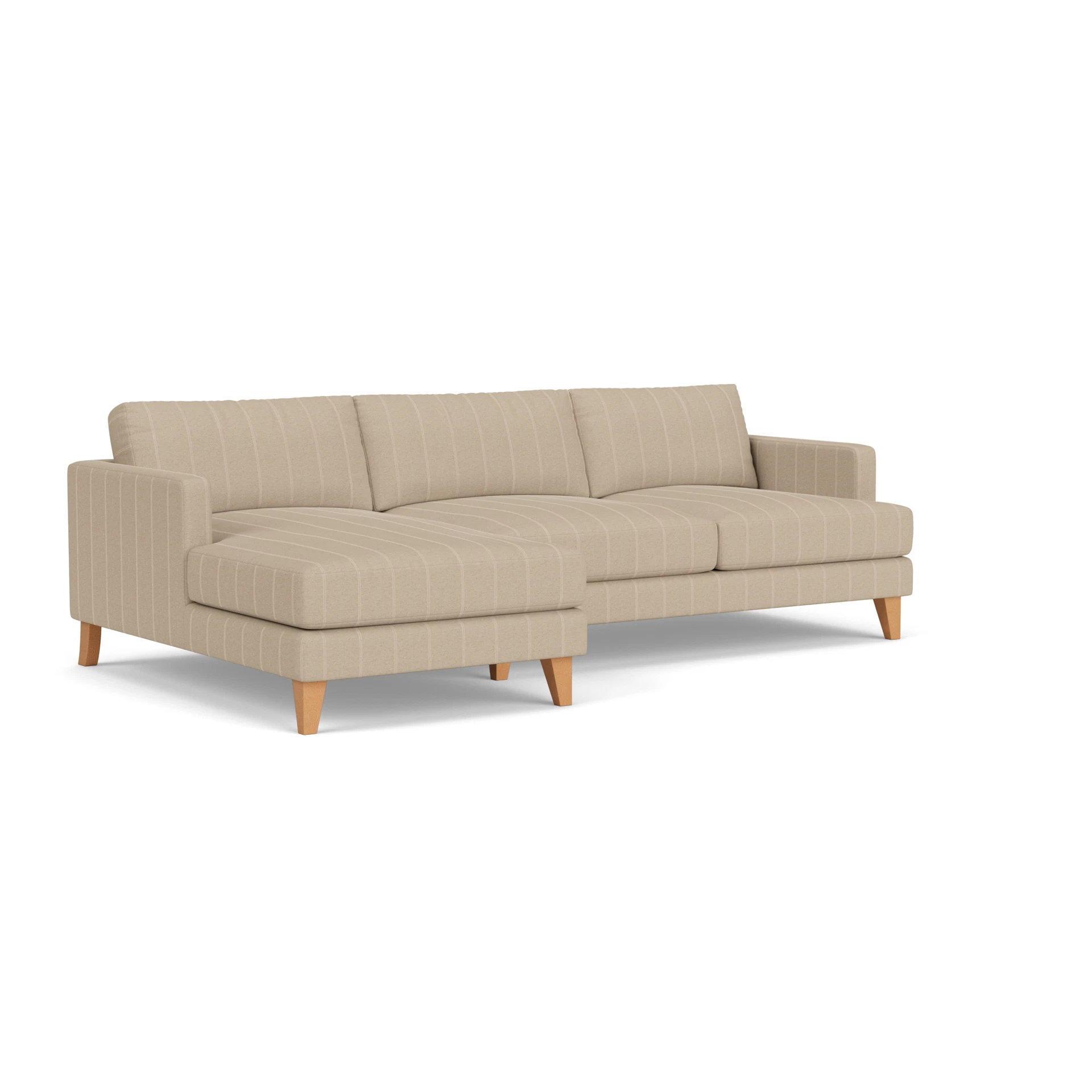 Jackson Chaise Large Left Hand in Compton Stripe - Natural with Light legs