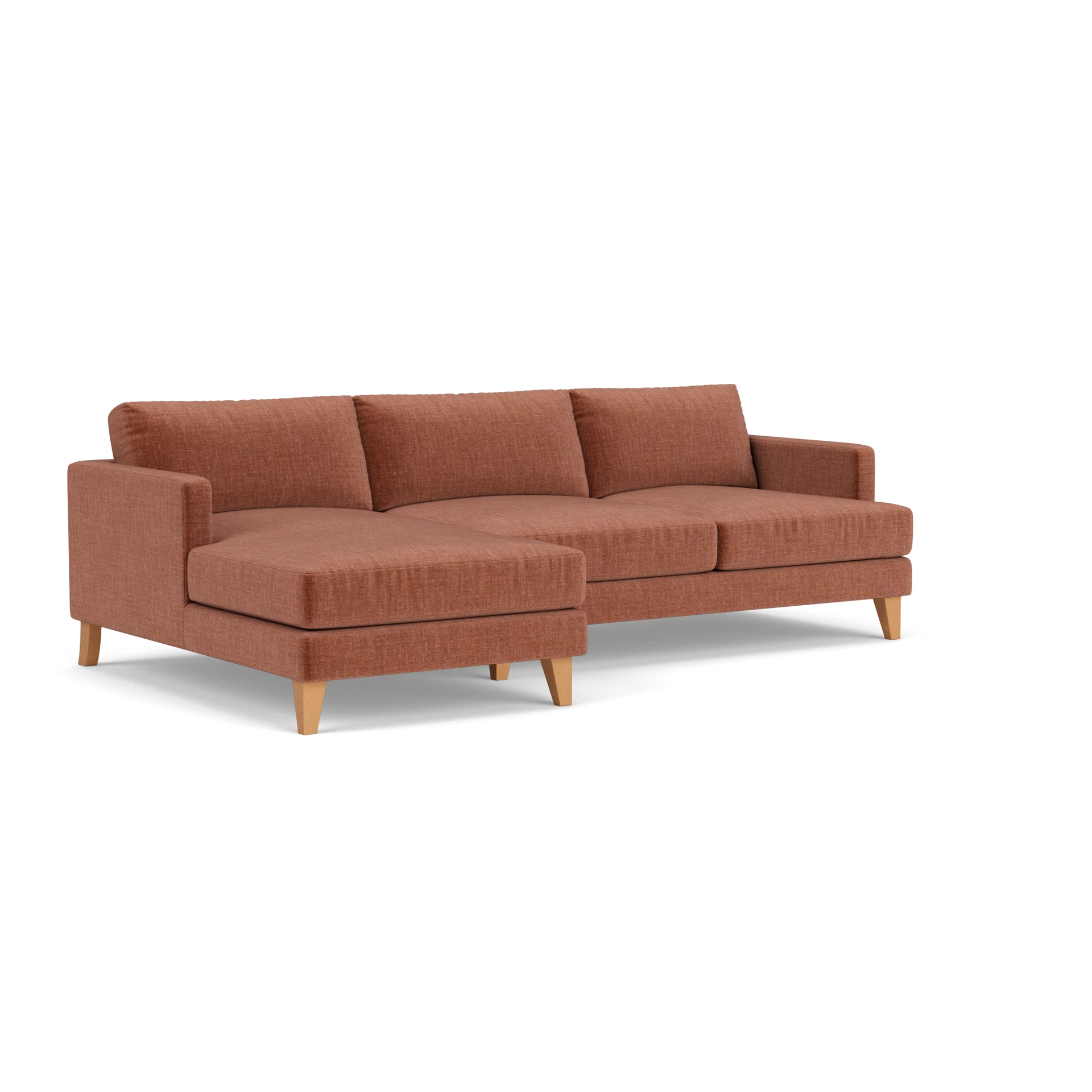Jackson Chaise Large Left Hand in Eco Chenille - Cinnamon with Light legs