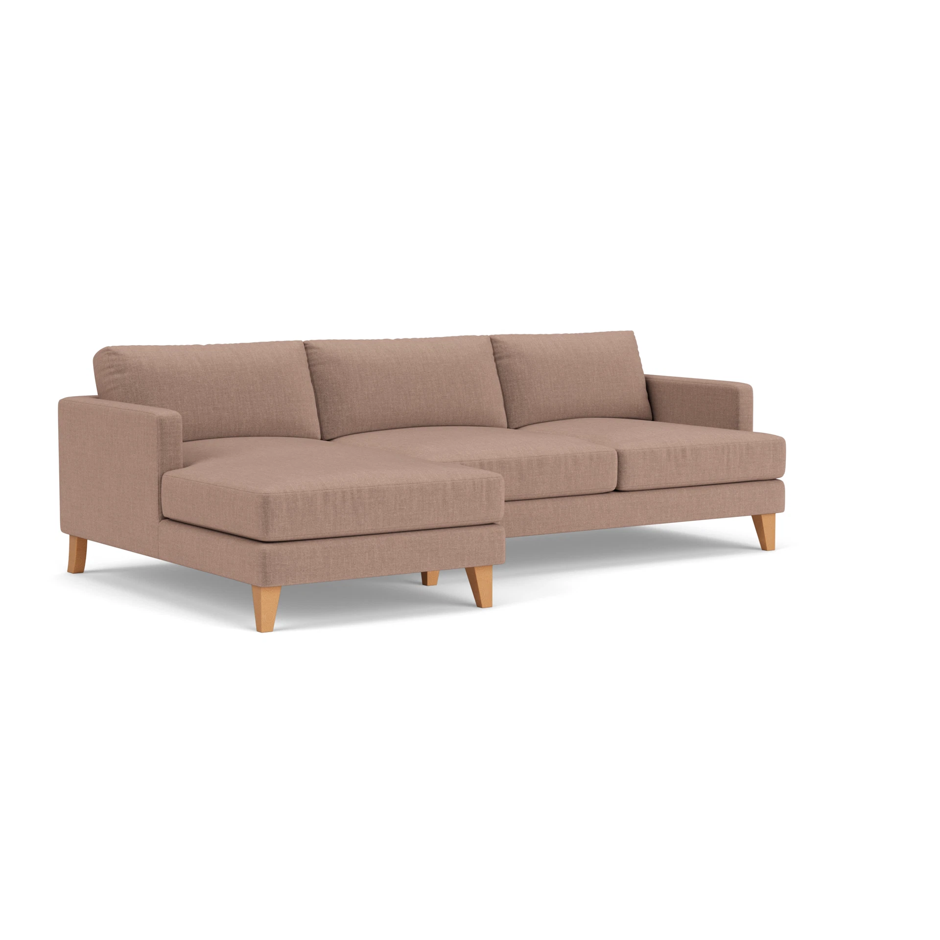 Jackson Chaise Large Left Hand in Eco Chenille - Dusky Rose with Light legs