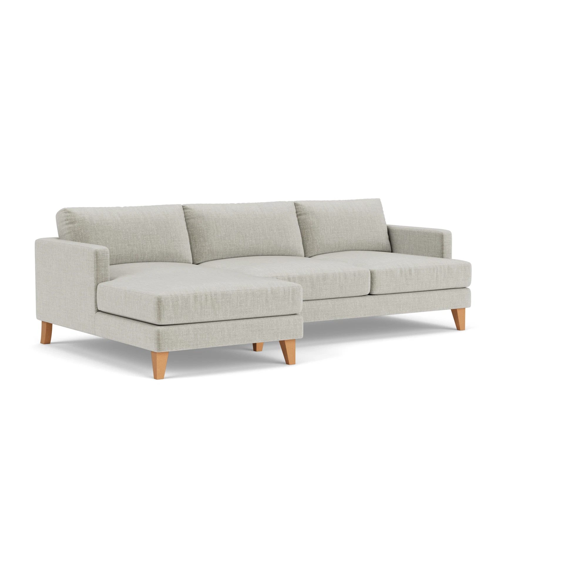 Jackson Chaise Large Left Hand in Eco Chenille - Grey Mist with Light legs