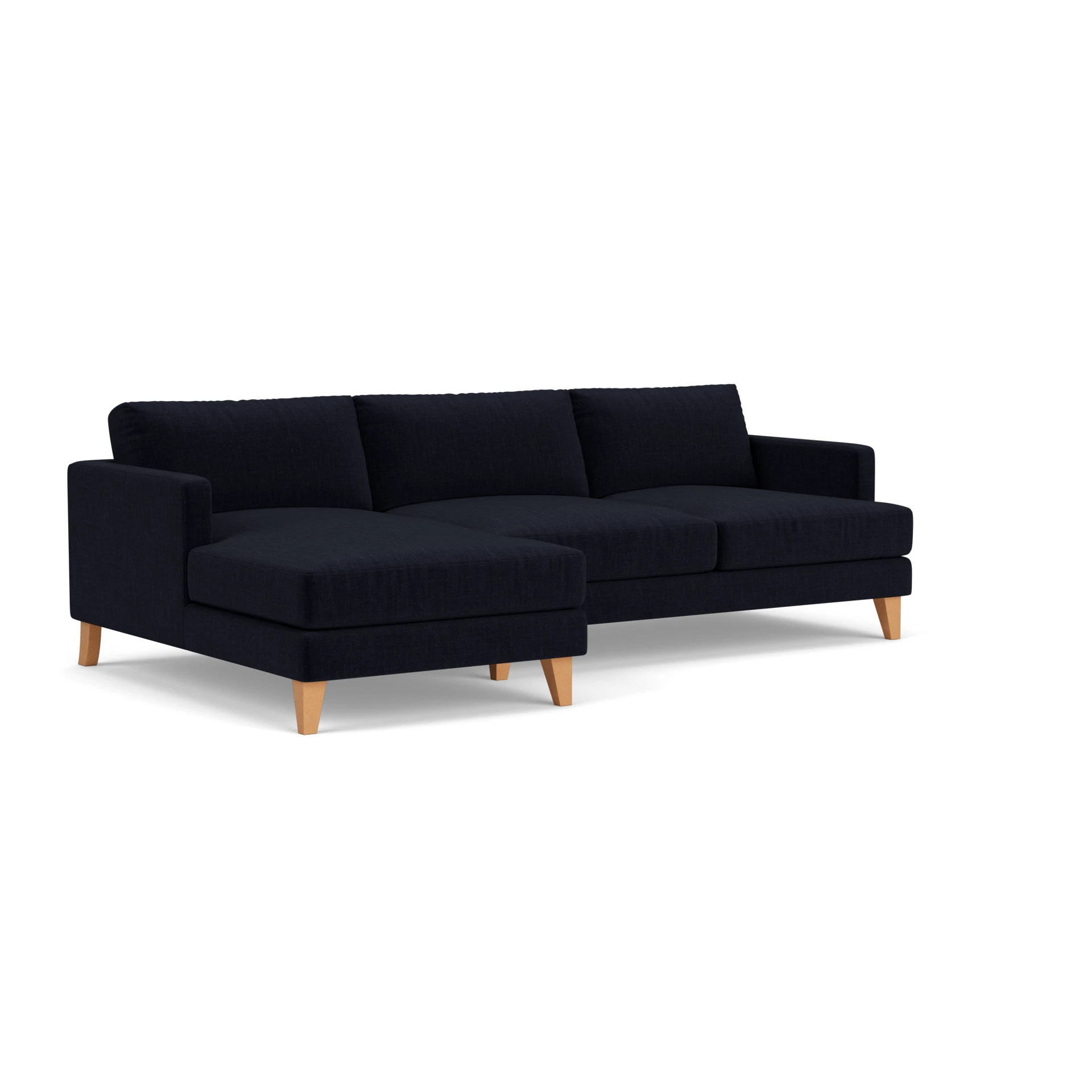 Jackson Chaise Large Left Hand in Eco Chenille - Ink with Light legs