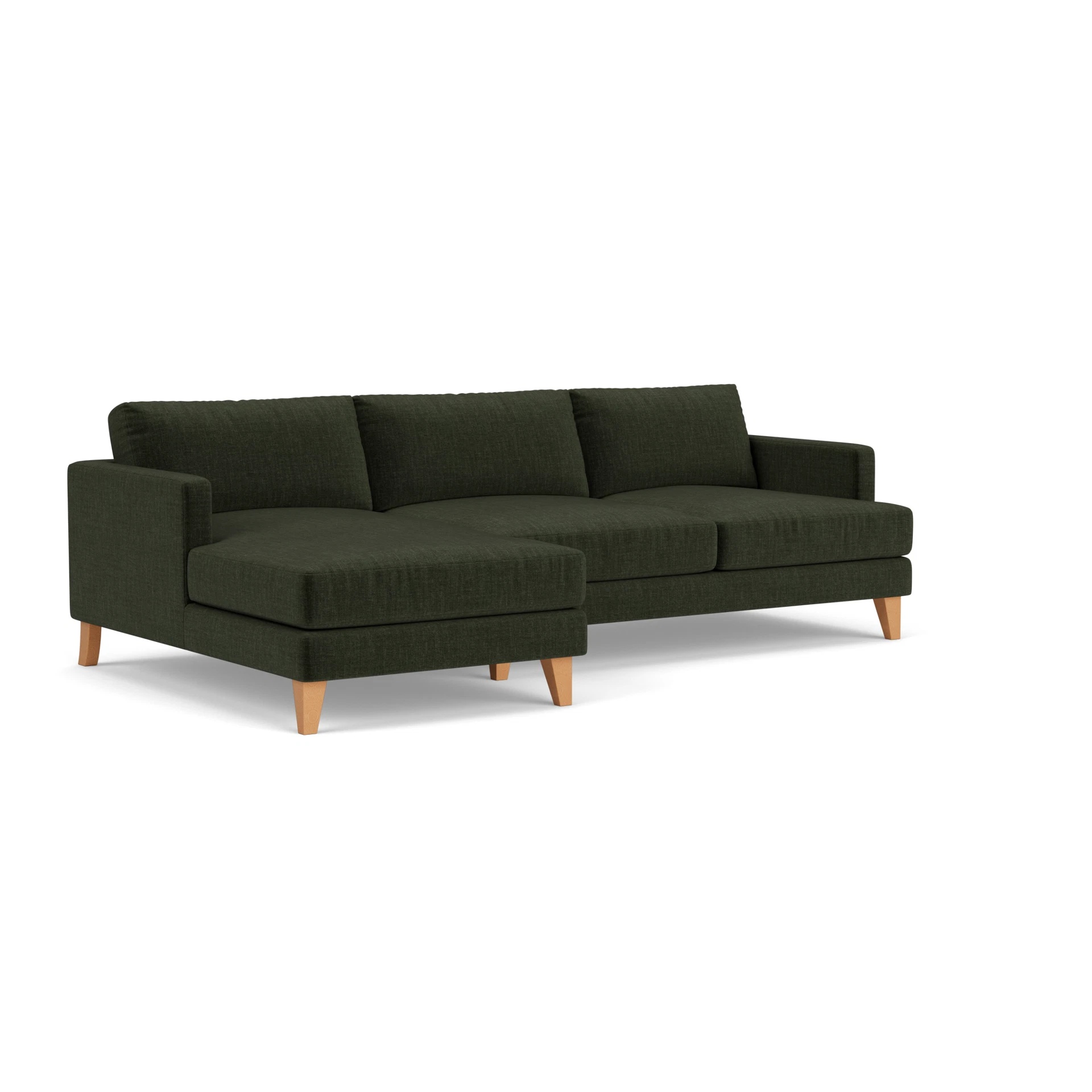Jackson Chaise Large Left Hand in Eco Chenille - Moss with Light legs