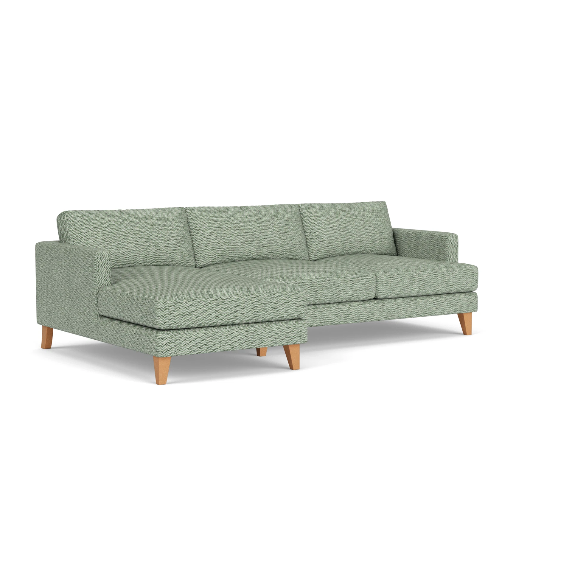 Jackson Chaise Large Left Hand in Herringbone Weave - Lake with Light legs