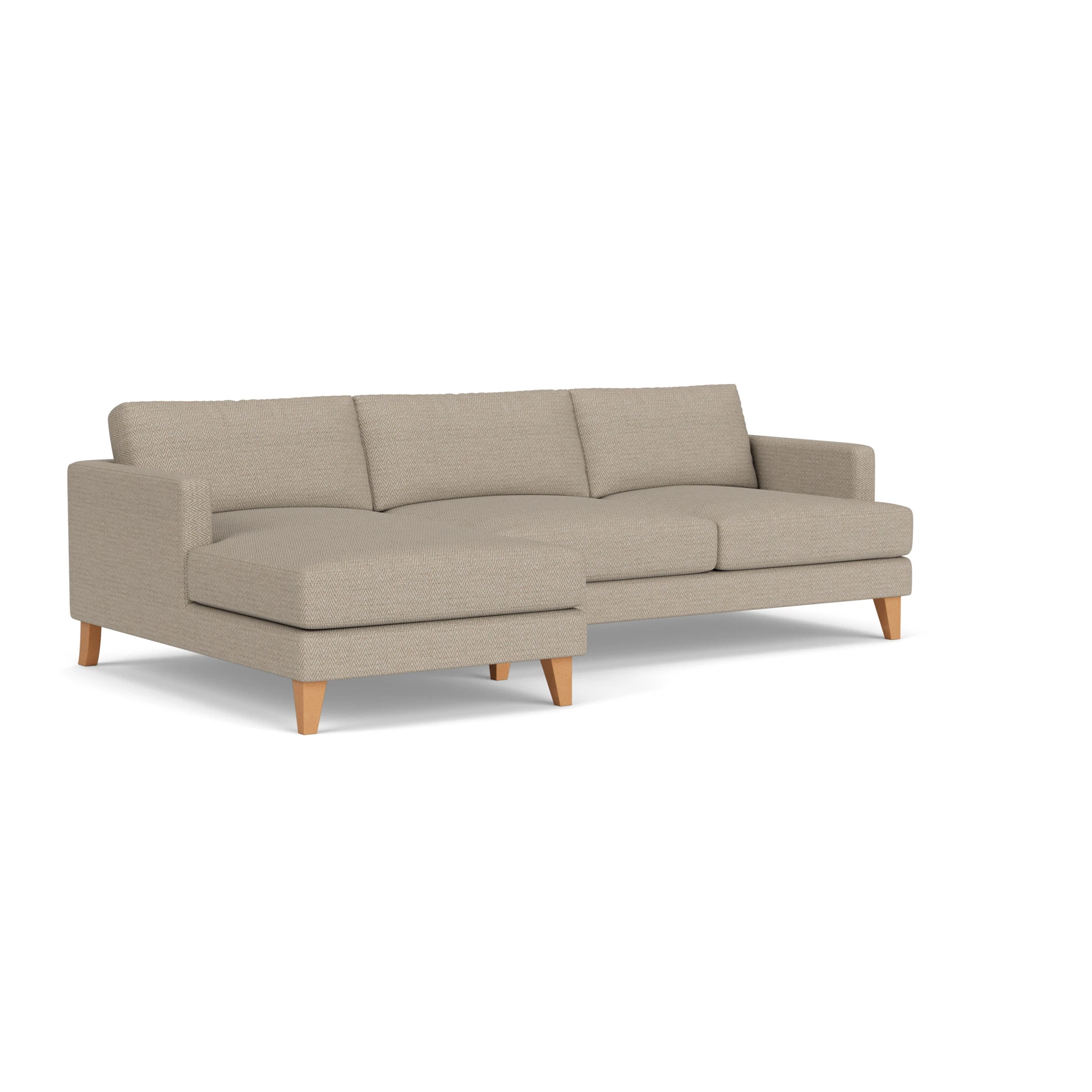 Jackson Chaise Large Left Hand in Herringbone Weave - Natural with Light legs