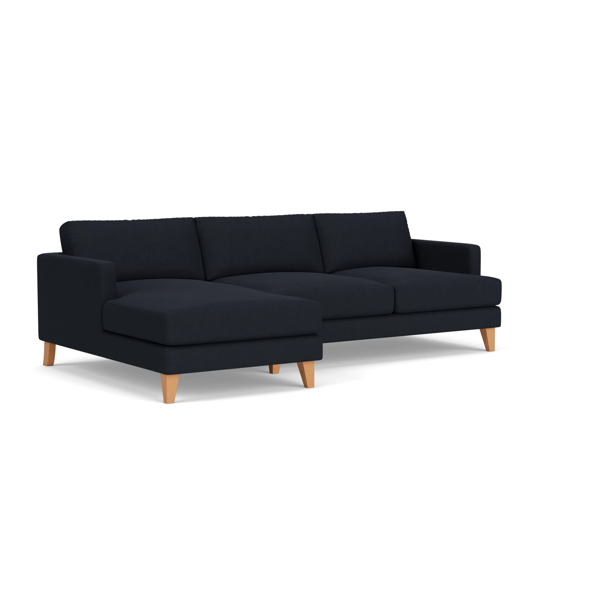 Jackson Chaise Large Left Hand in House Linen Mix - Ink with Light legs