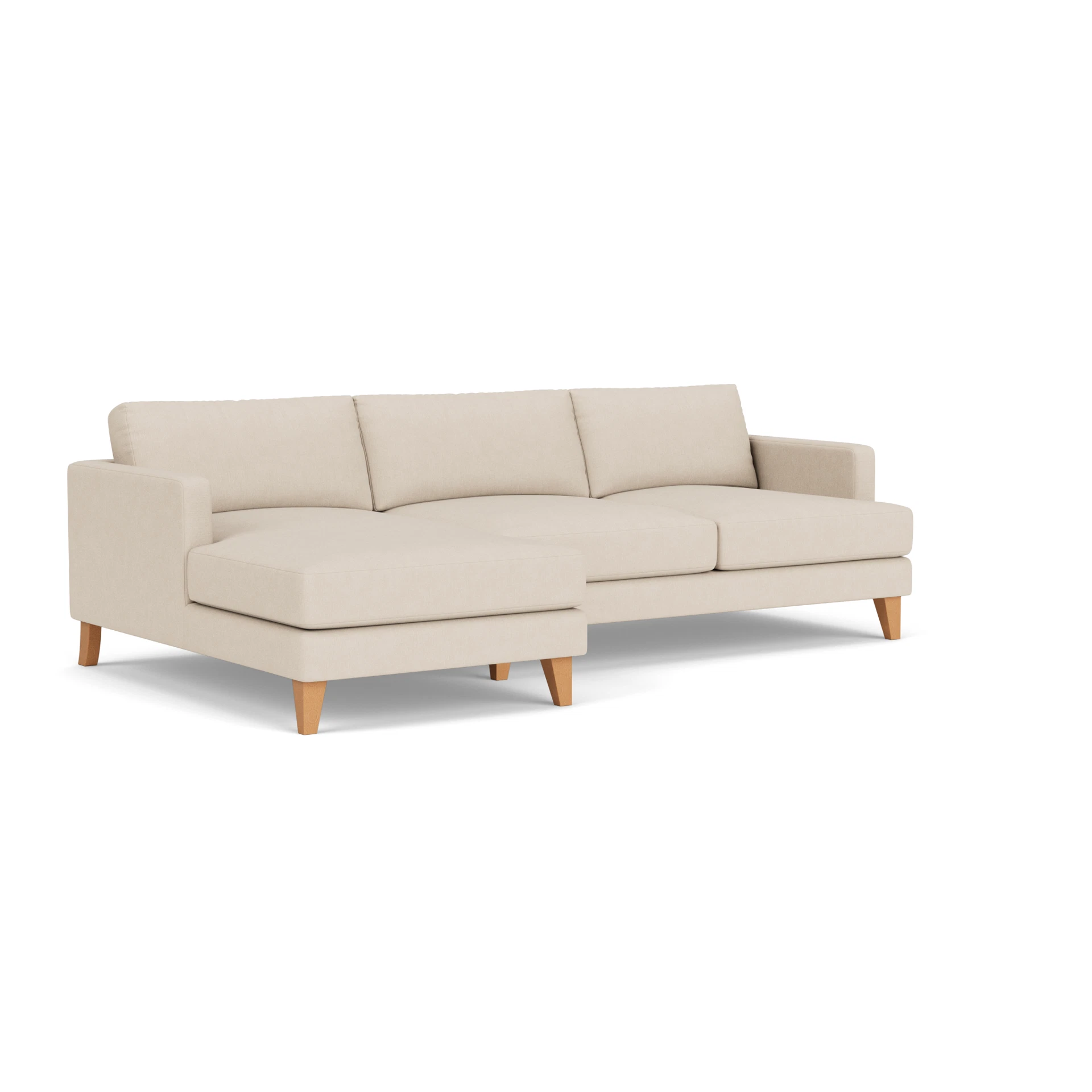 Jackson Chaise Large Left Hand in House Linen Mix - Lily White with Light legs