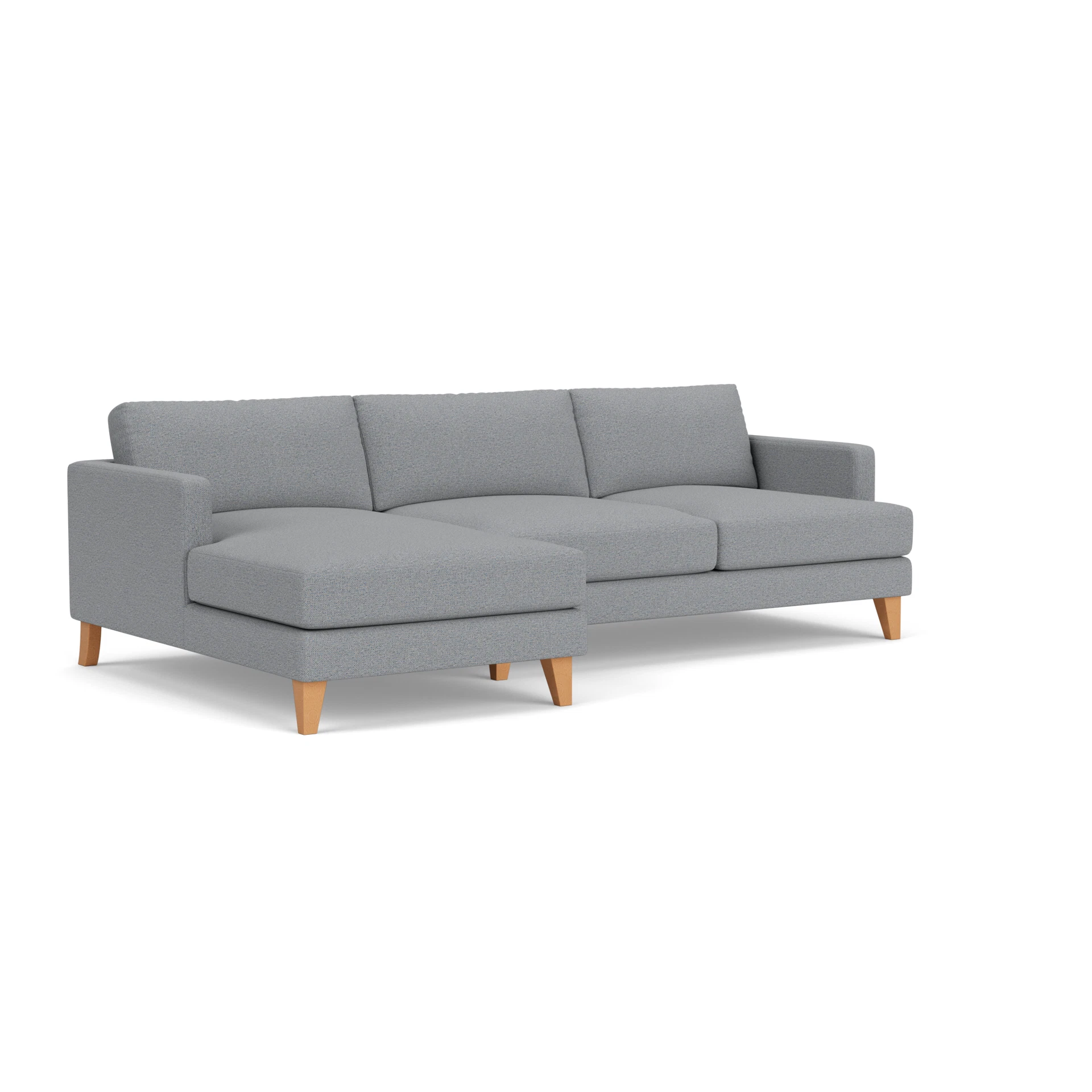 Jackson Chaise Large Left Hand in House Weave - Blue Marl with Light legs