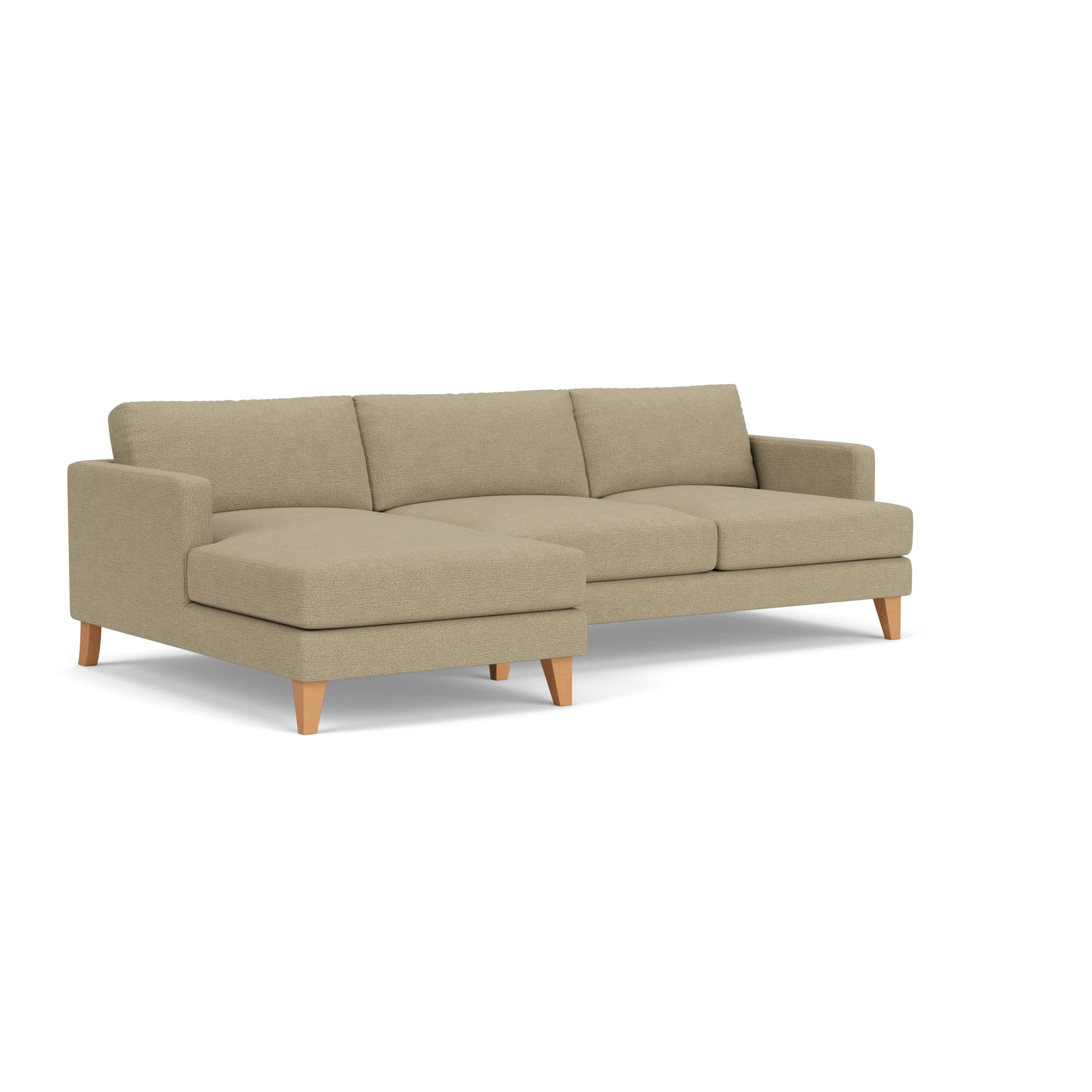 Jackson Chaise Large Left Hand in House Weave - Green Marl with Light legs