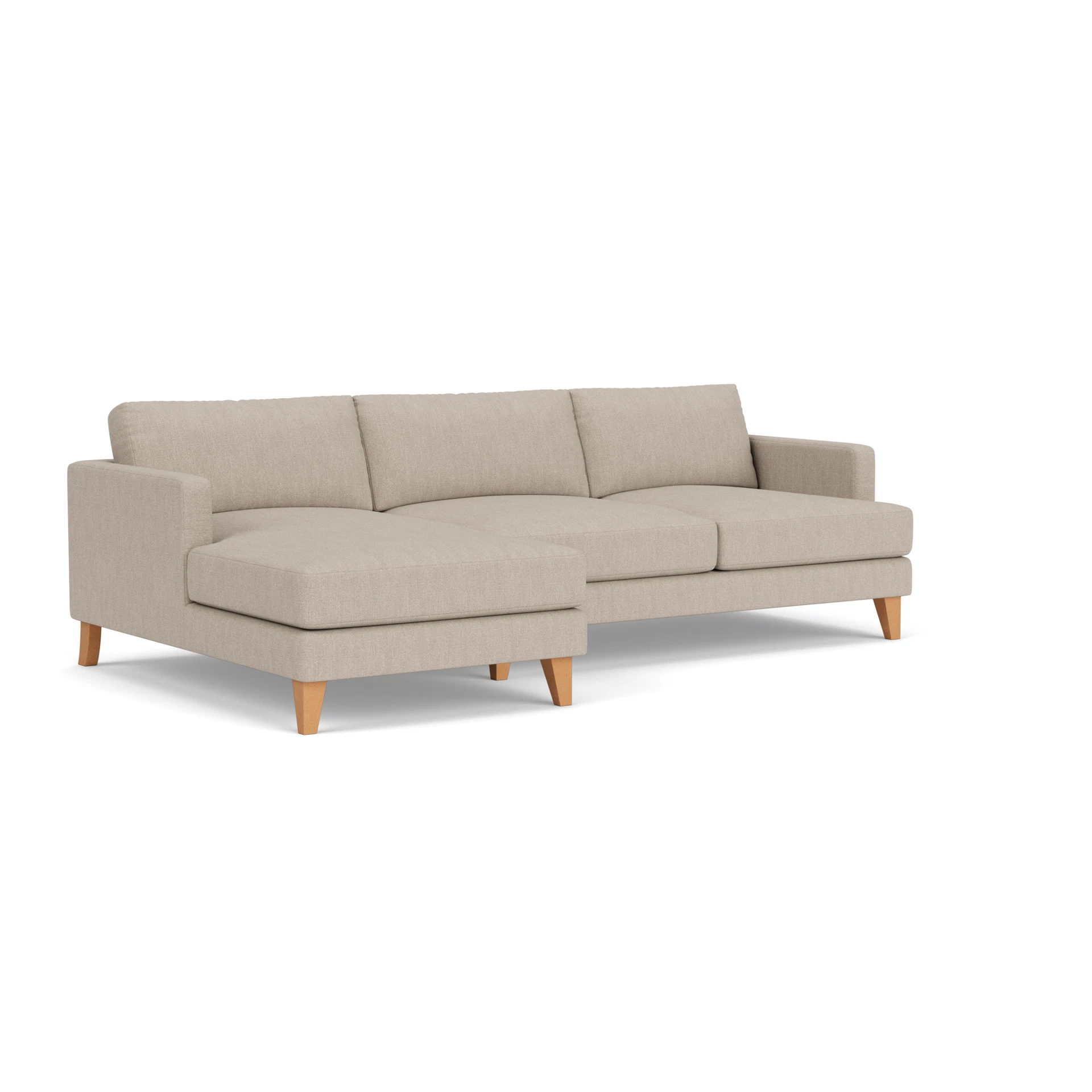 Jackson Chaise Large Left Hand in Luxury Italian Linen - Natural with Light legs