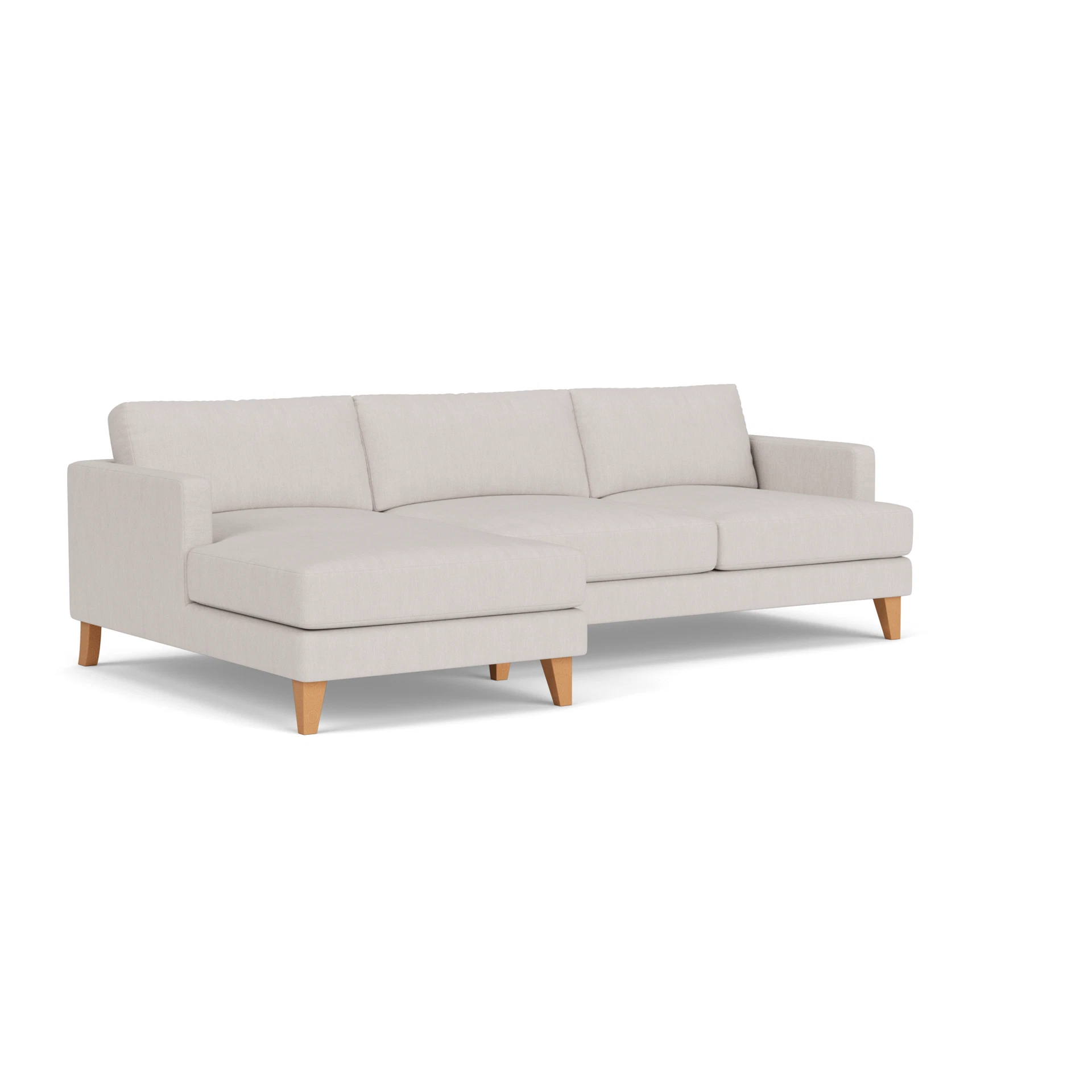 Jackson Chaise Large Left Hand in Luxury Italian Linen - Soft White with Light legs