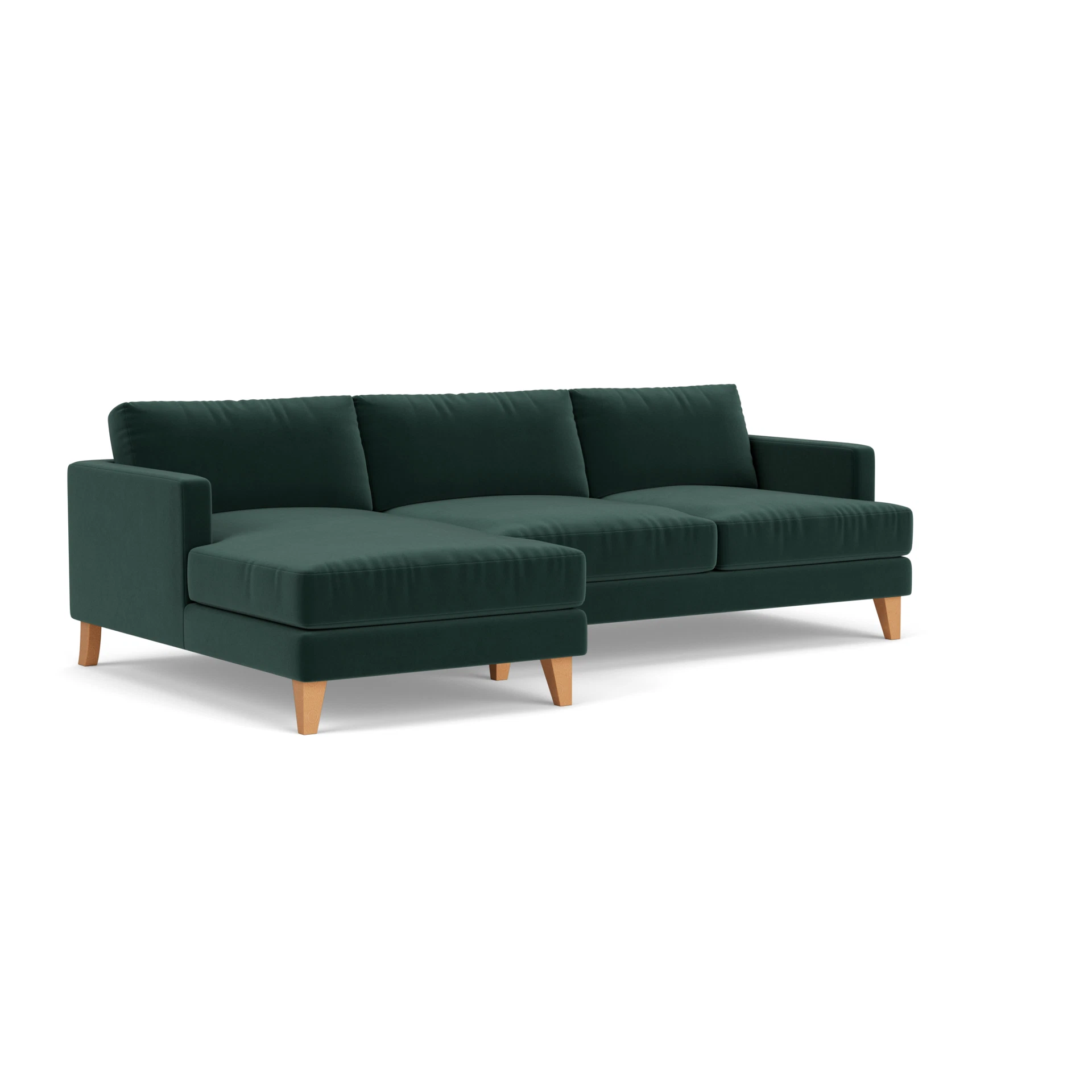 Jackson Chaise Large Left Hand in Matt Velvet - Lake with Light legs