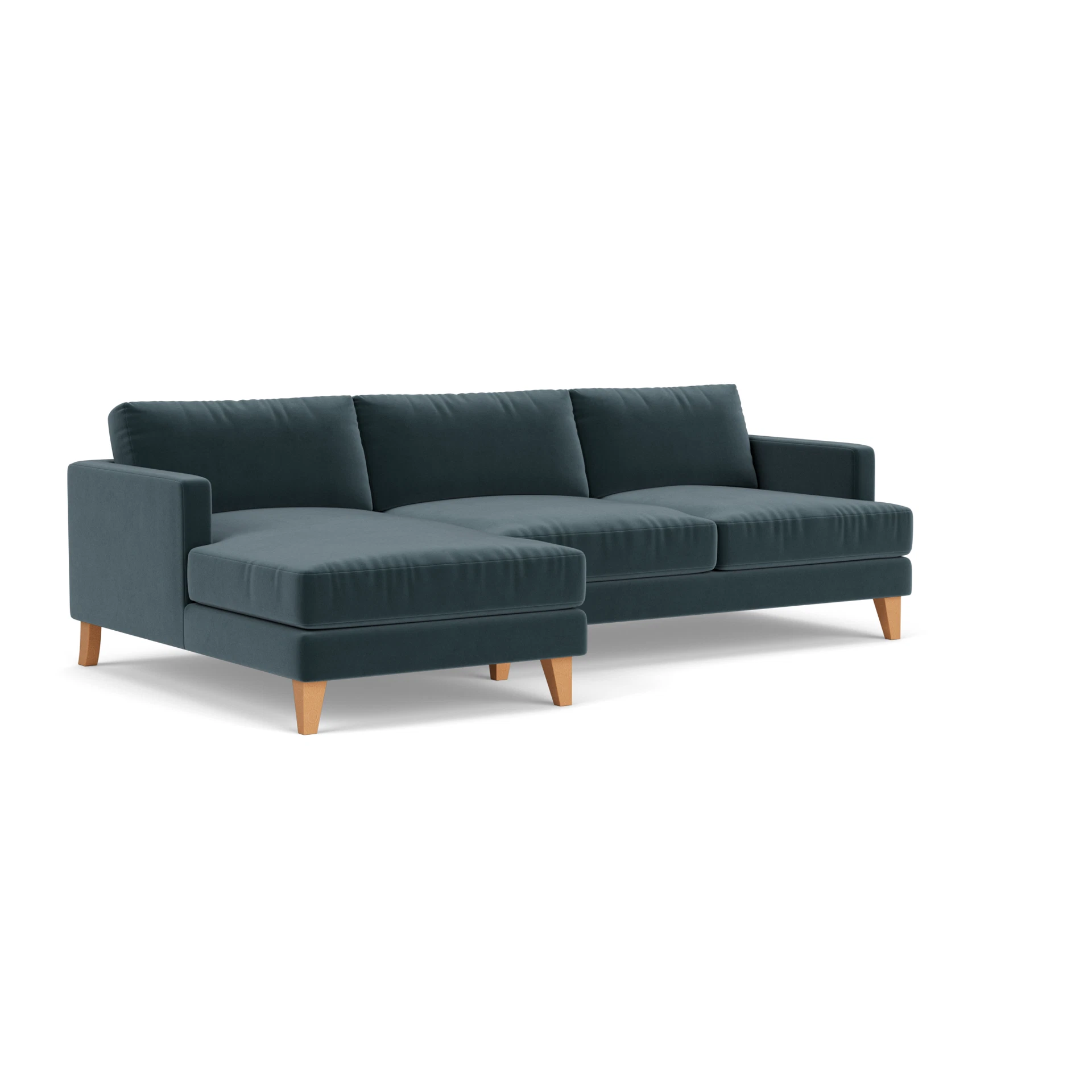 Jackson Chaise Large Left Hand in Matt Velvet - Night Sky with Light legs
