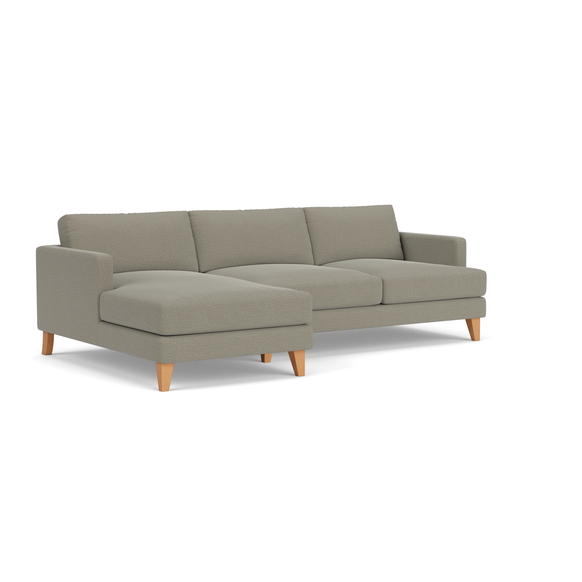 Jackson Chaise Large Left Hand in Rustic Weave - Flax with Light legs
