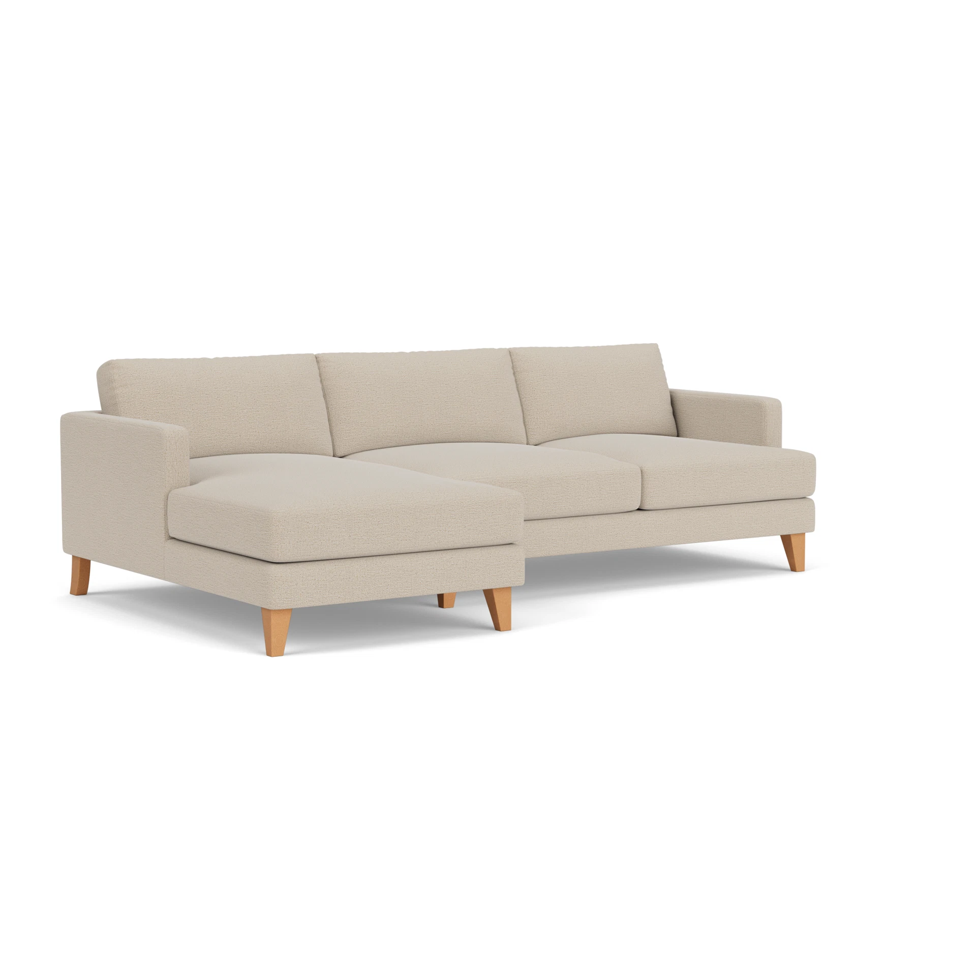 Jackson Chaise Large Left Hand in Rustic Weave - Natural with Light legs