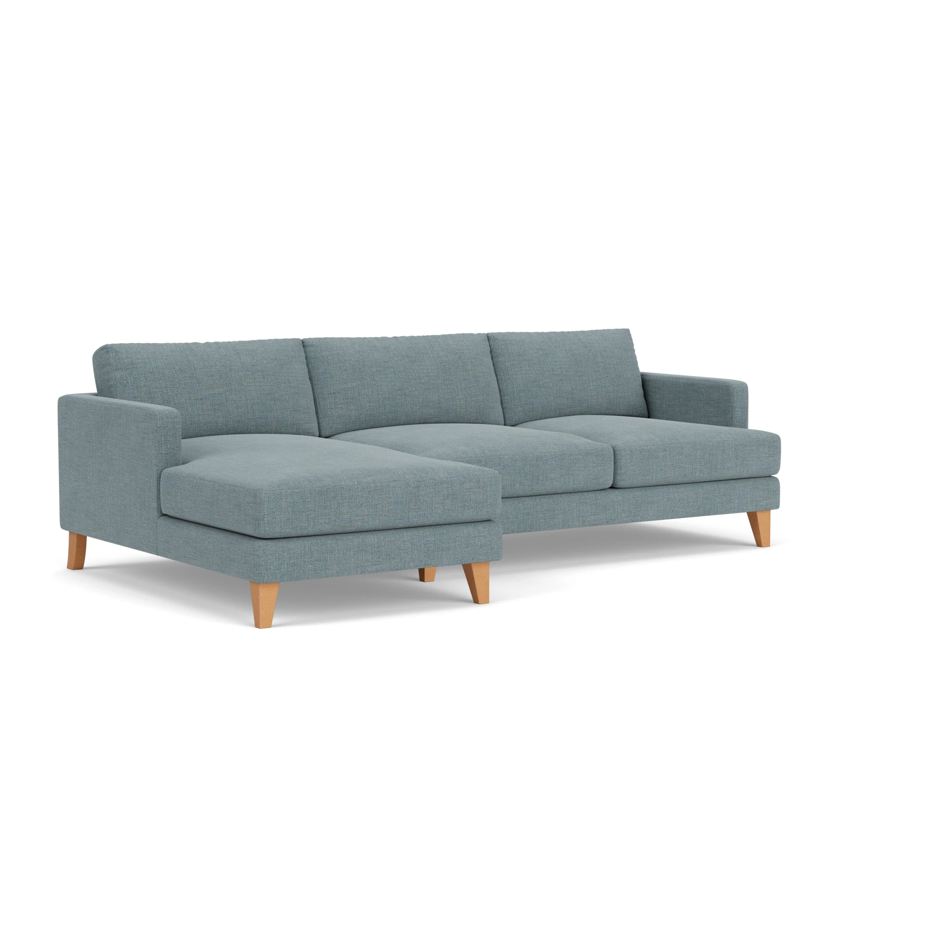Jackson Chaise Large Left Hand in Rustic Weave - Teal Marl with Light legs