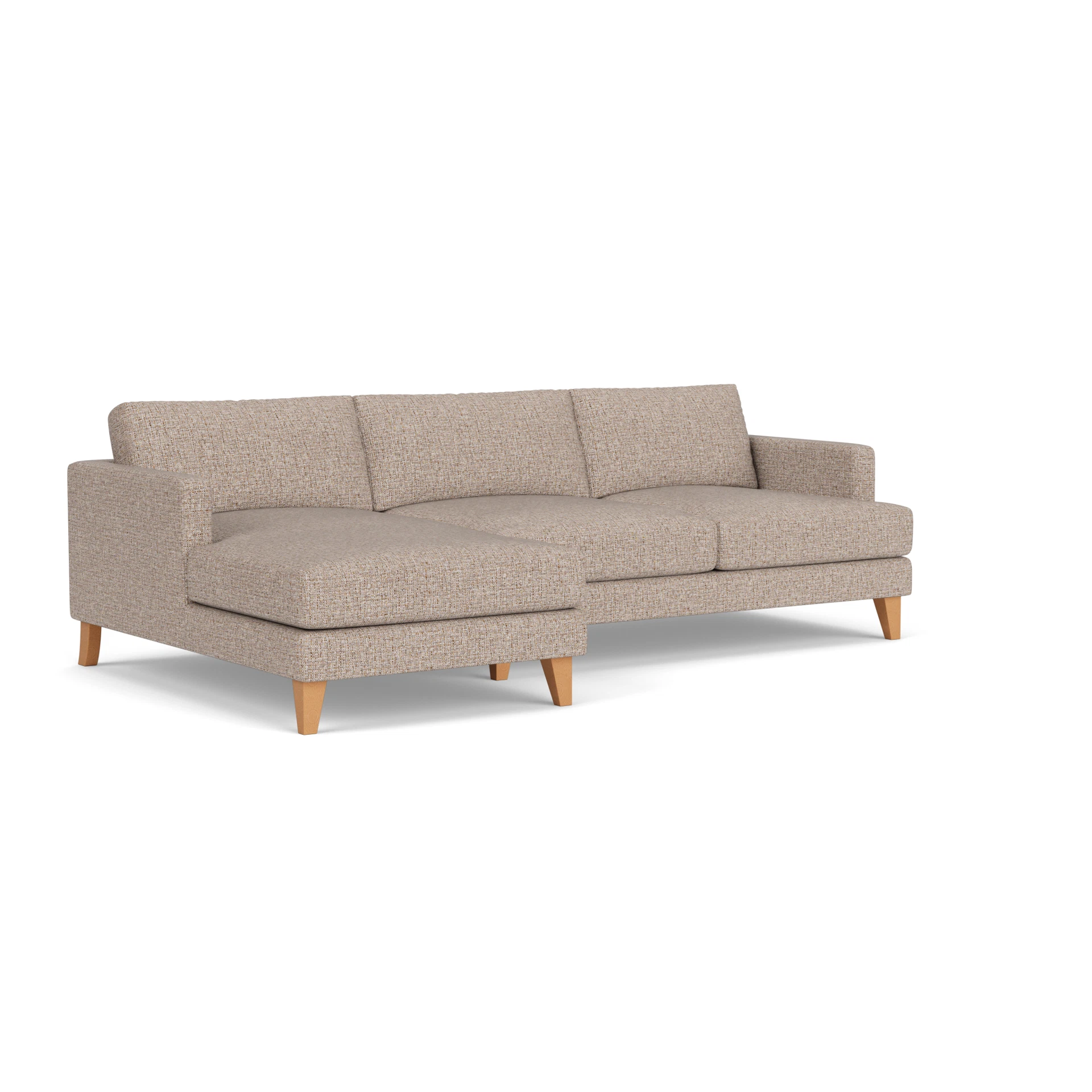 Jackson Chaise Large Left Hand in Textured Weave - Natural Mix with Light legs