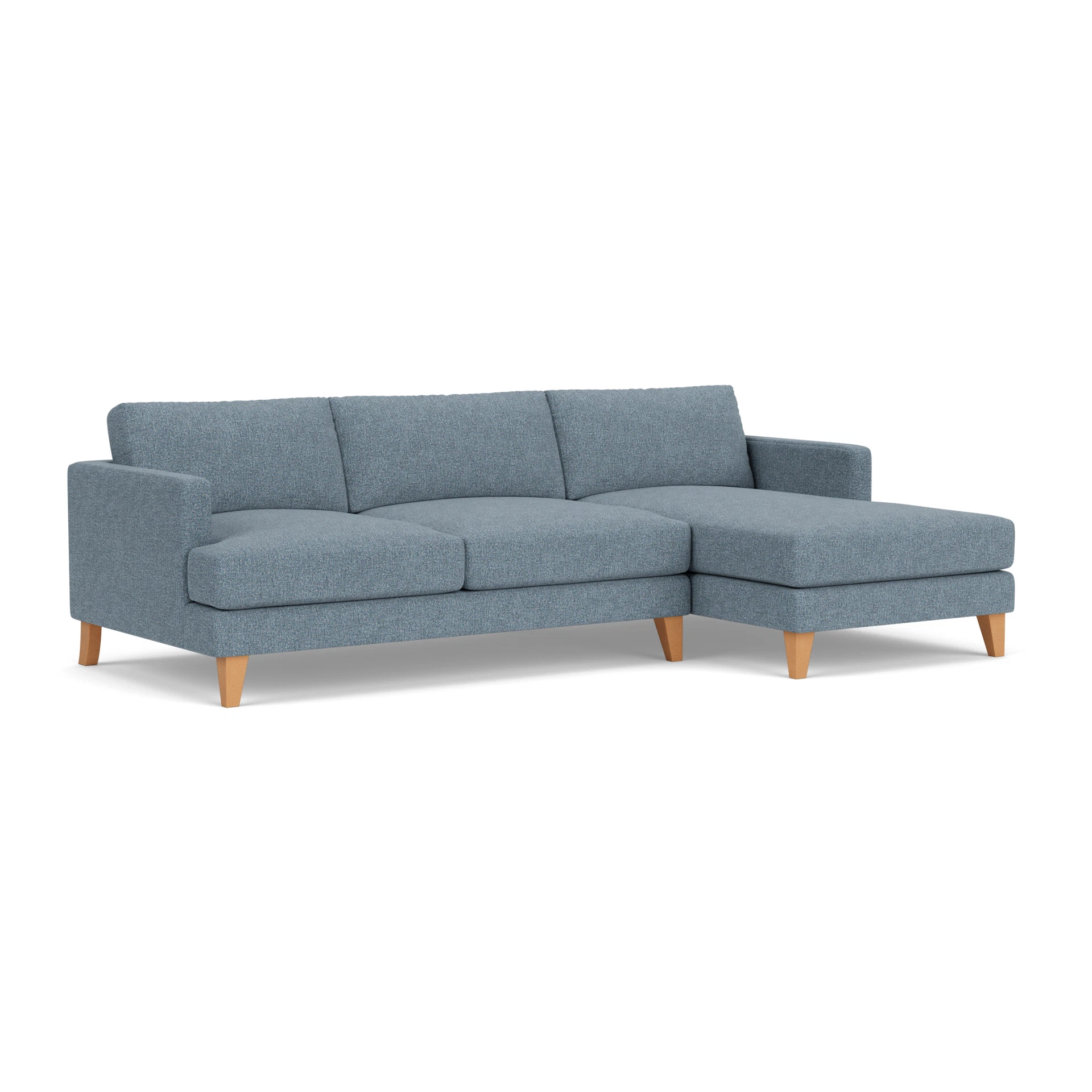 Jackson Chaise Large Right Hand in Aquaclean Oxford - Mid Blue with Light legs